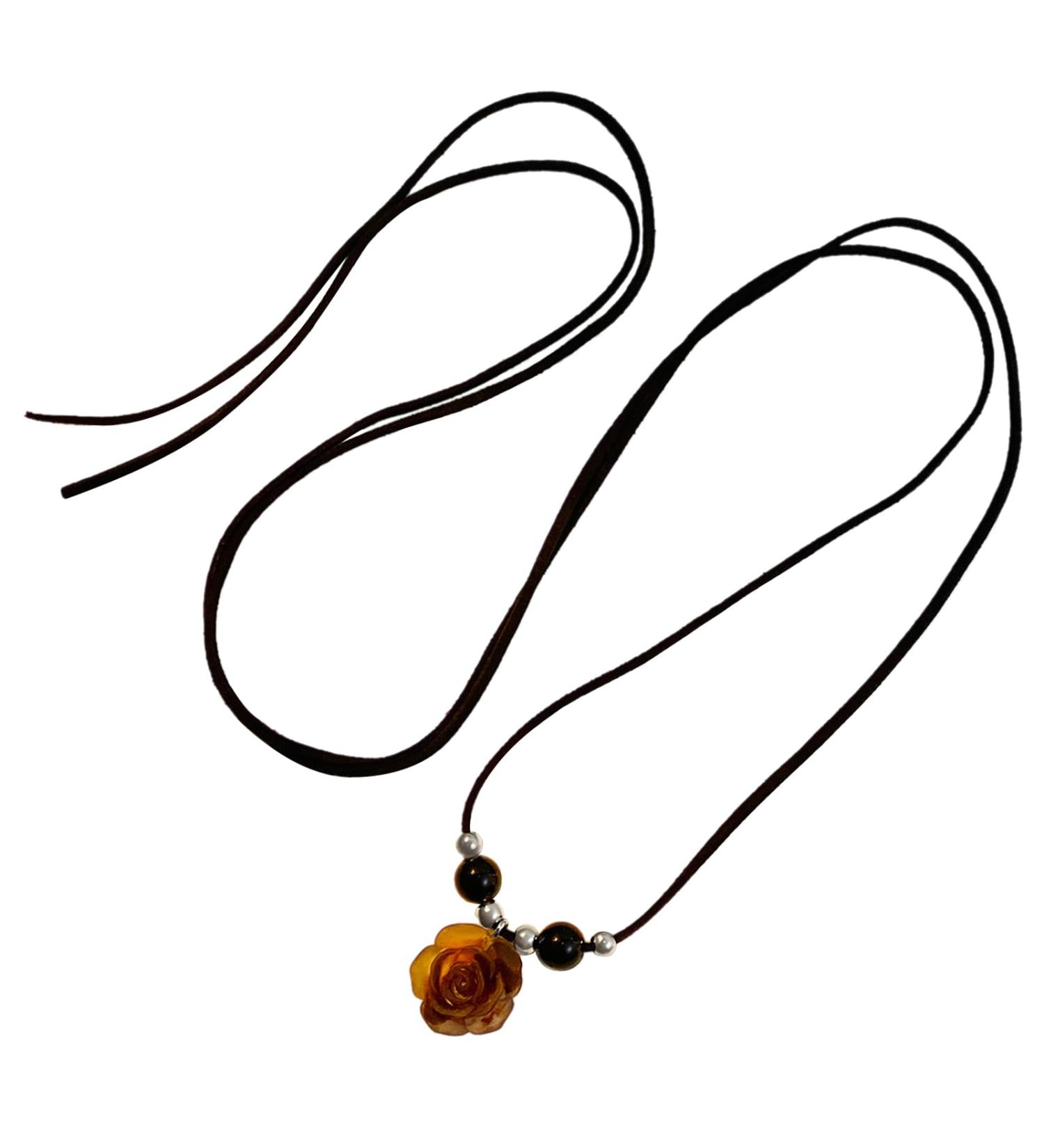 Oralgo Stylish Chinese Flower Necklace - Versatile Lace-Up Strap Fashionable Chain & Resin Trailer - Buy Online on GoSupps.com