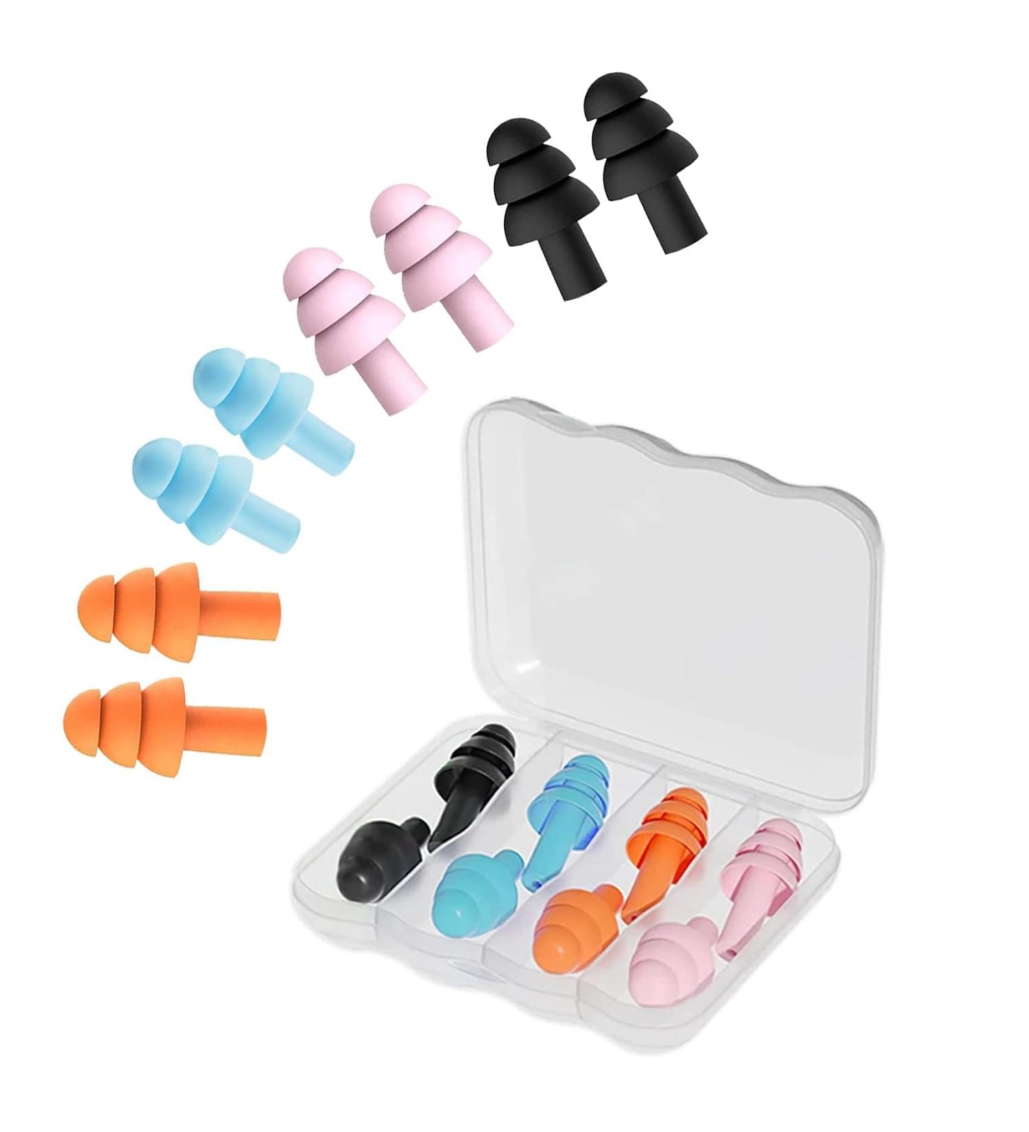 Sleeping Earplugs - 4 Pairs of Reusable Silicone Noise Cancelling Earplugs - Waterproof & Durable in 4 Colors - Buy Online on GoSupps.com