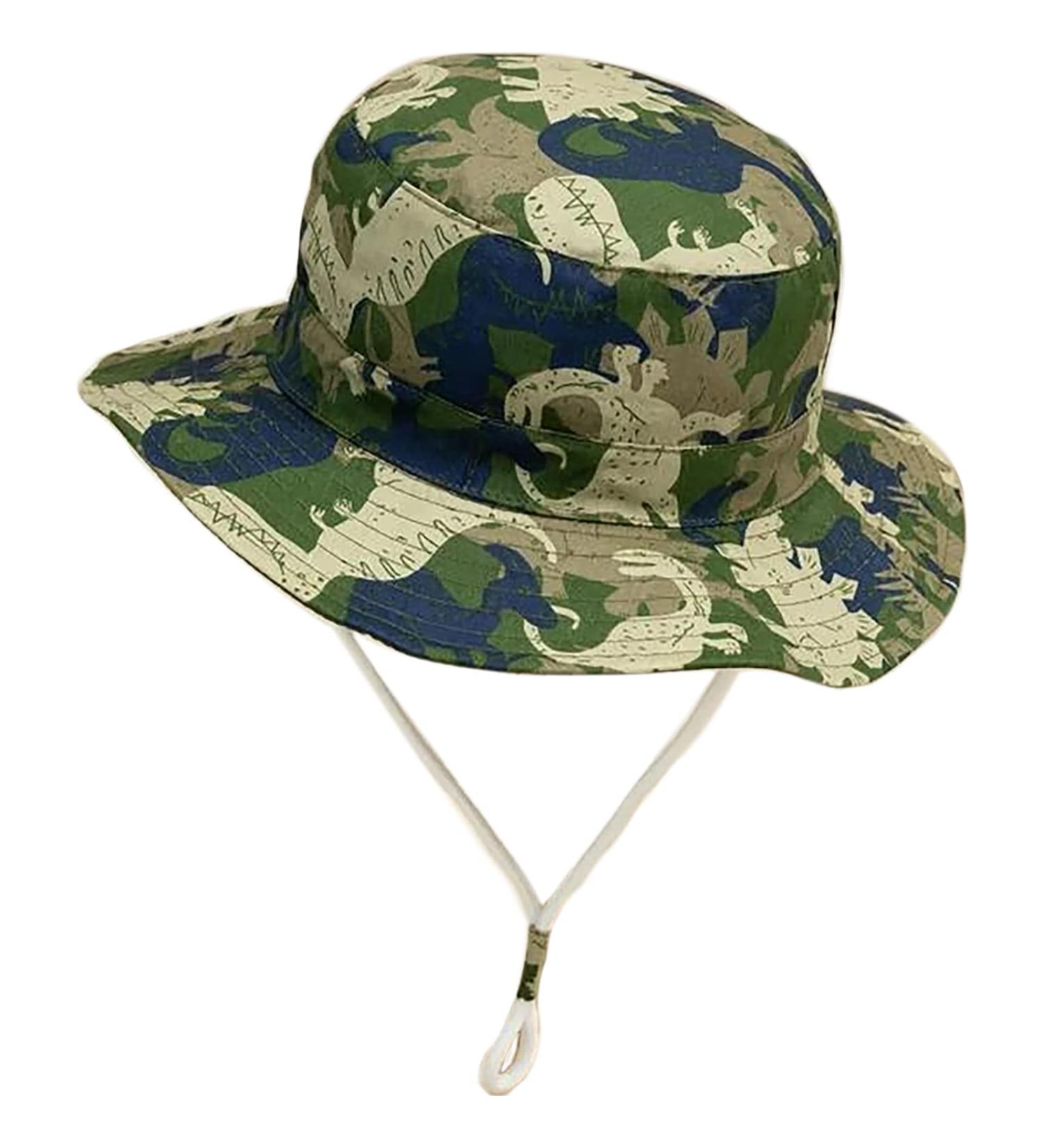 XYIYI Kids Bucket Hat | Adjustable Sun Hats for Boys Girls 12-24 Months | Camouflage Dinosaur Beach Hat - Buy Online on GoSupps.com