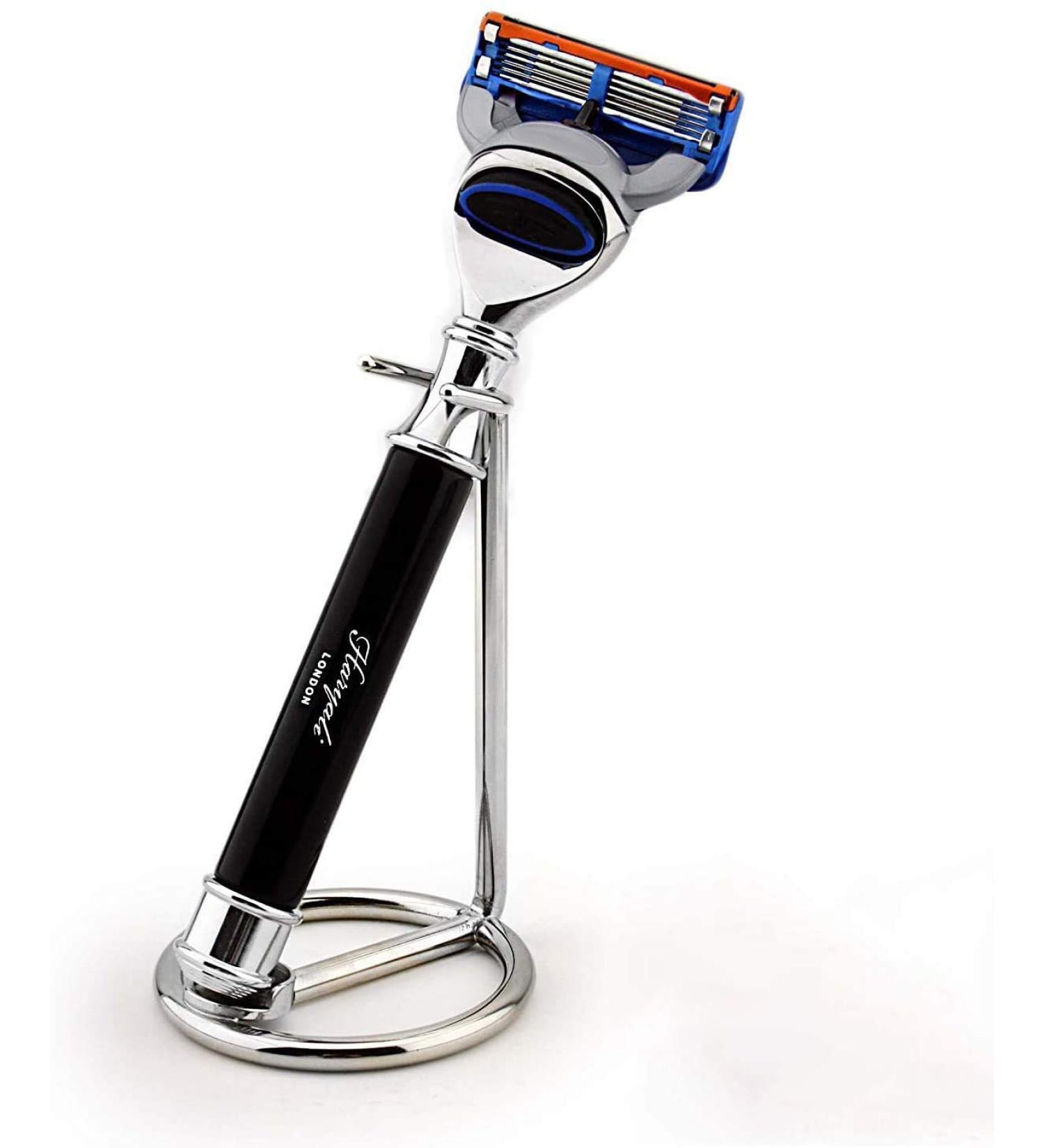5-Edge Razor with Black and Stainless Steel Stand | Ideal for Daily Wet Shaving - International Shipping Available - Buy Online on GoSupps.com