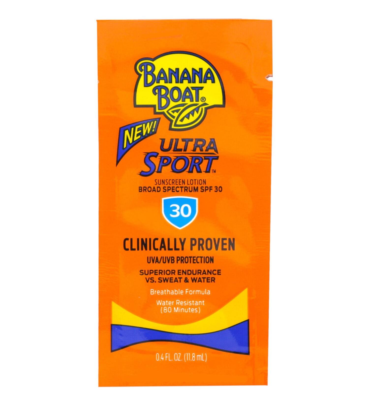 Banana Boat Ultra Sport Sunscreen Lotion Packets Broad Spectrum SPF 30 Water & Sweat Resistant 0.4 fl oz (Pack of 200) - Buy Online on GoSupps.com