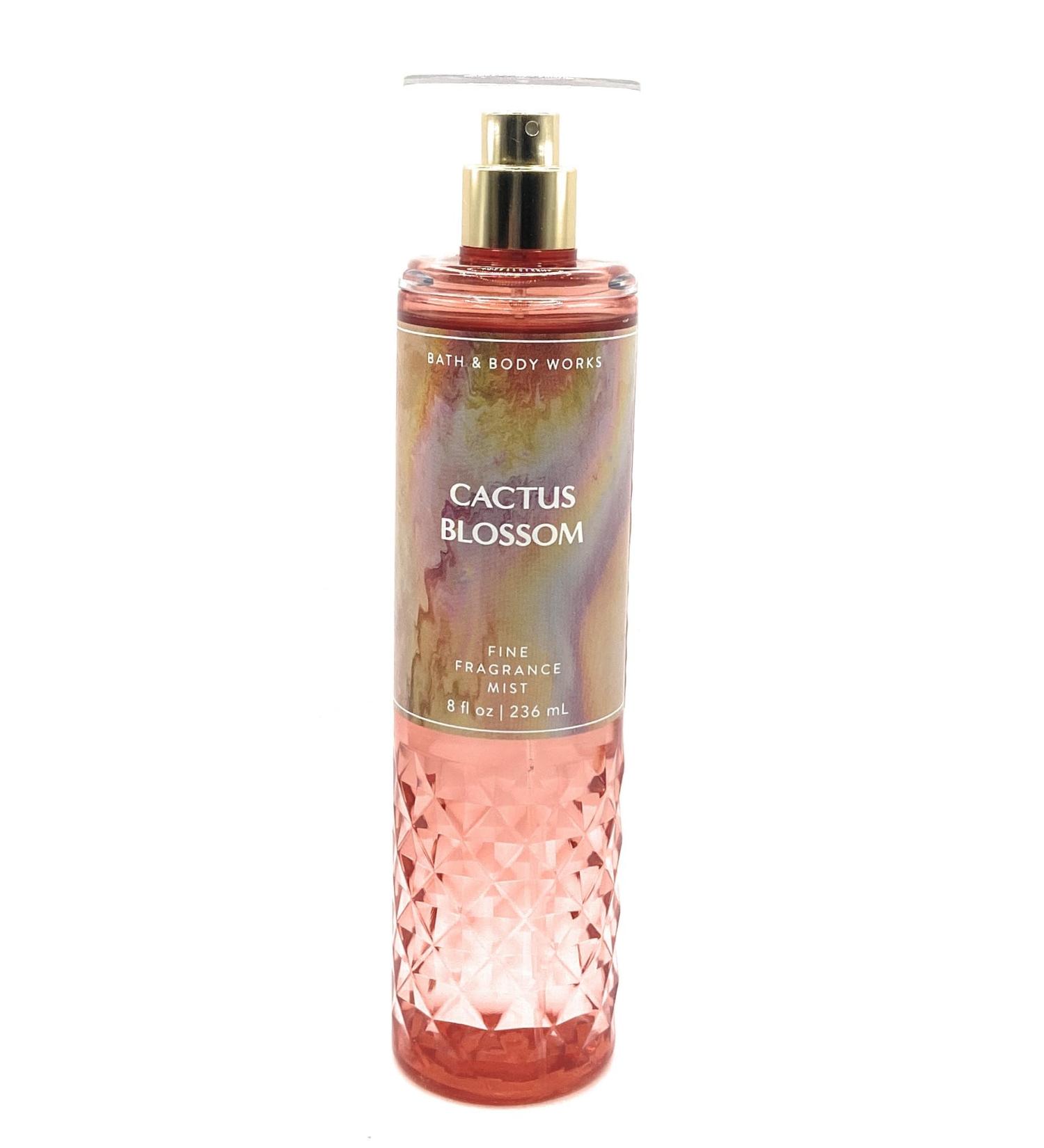 Bath and Body Works Cactus Blossom Fine Fragrance Mist 8 Fluid Ounce Body Spray Diamond Plate Decorative Bottle Orange (2023 Limited Edition)