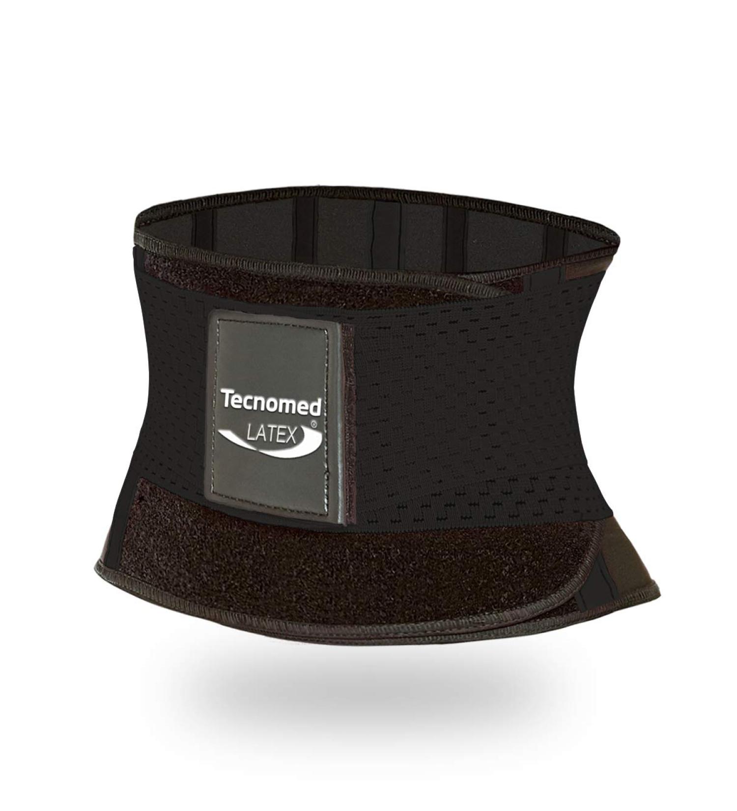Tecnomed Latex Back Support Belt - Men & Women Waist Lumbar Brace for Lower Back Pain Relief - Black - Buy Online on GoSupps.com