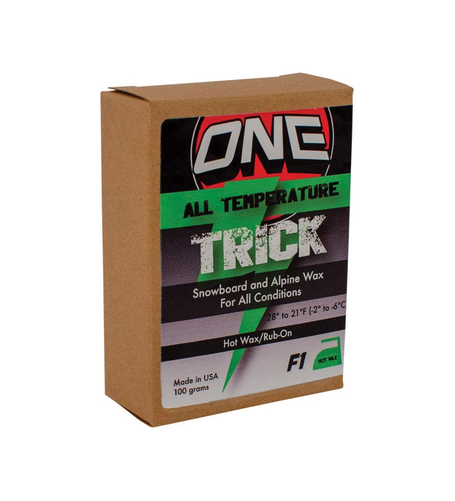 One Mfg F1 Trick All Temp Snowboard & Ski Wax 100g - Hot wax or rub on speed and convenience