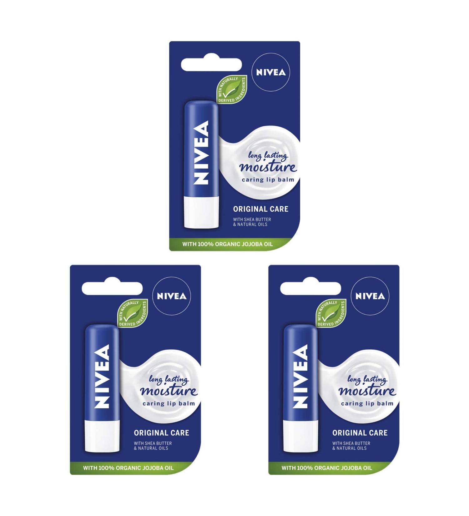 Pack of 3 Nivea Lip Care Balms Original
