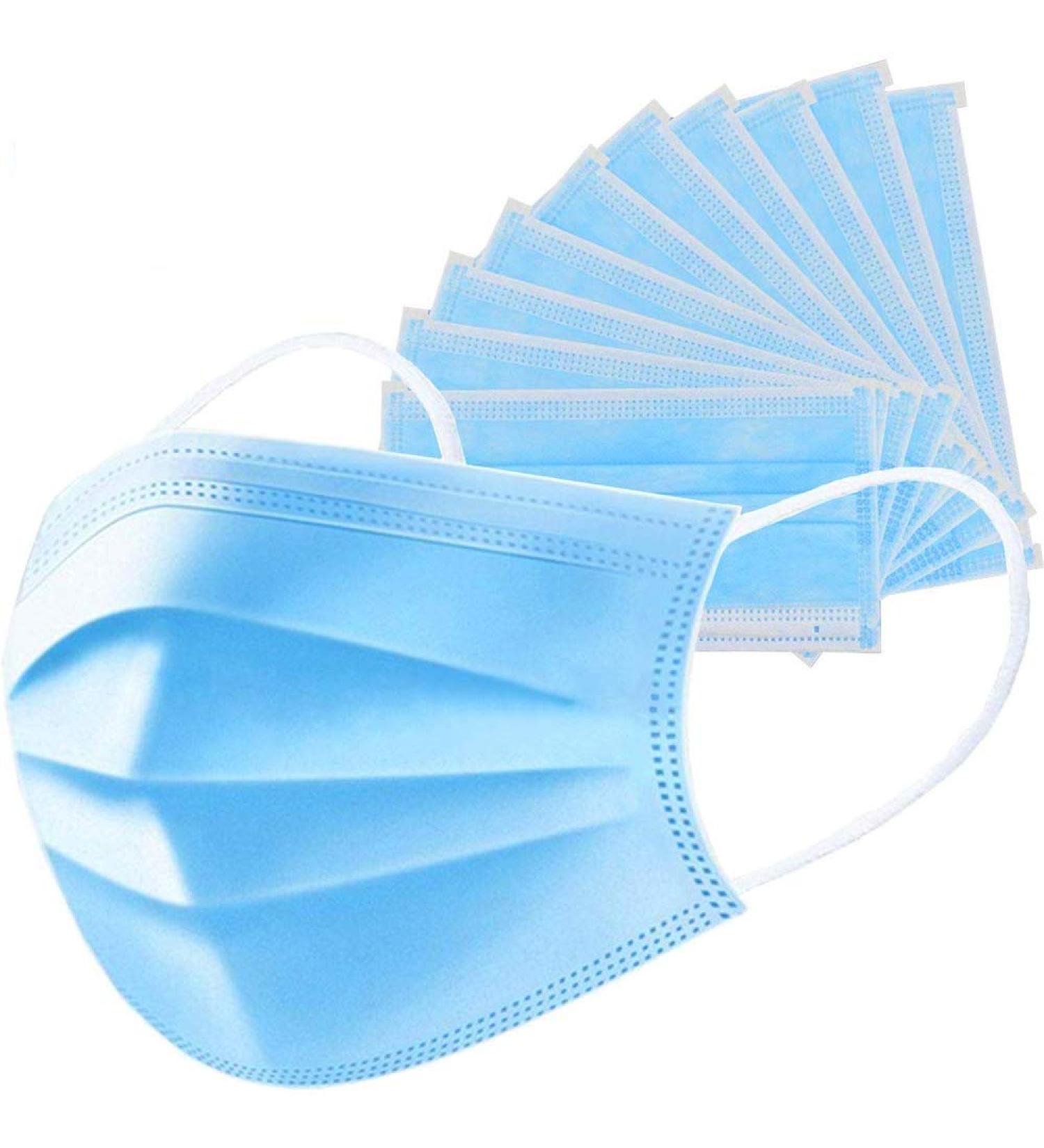 Shatchi Disposable Facial Mask with Ear Loop 3-Ply Blue (Pack of 100) - Buy Online on GoSupps.com