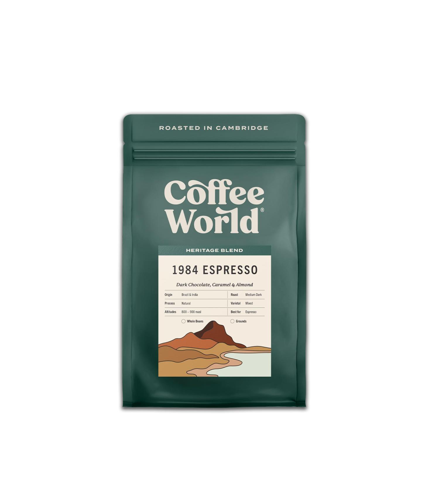 Coffee World | Espresso Blend UK Roasted Whole Coffee Beans - Perfect Brewing for Home Users or Small Caf - 250g Resealable Bag/Pouch - Buy Online on GoSupps.com