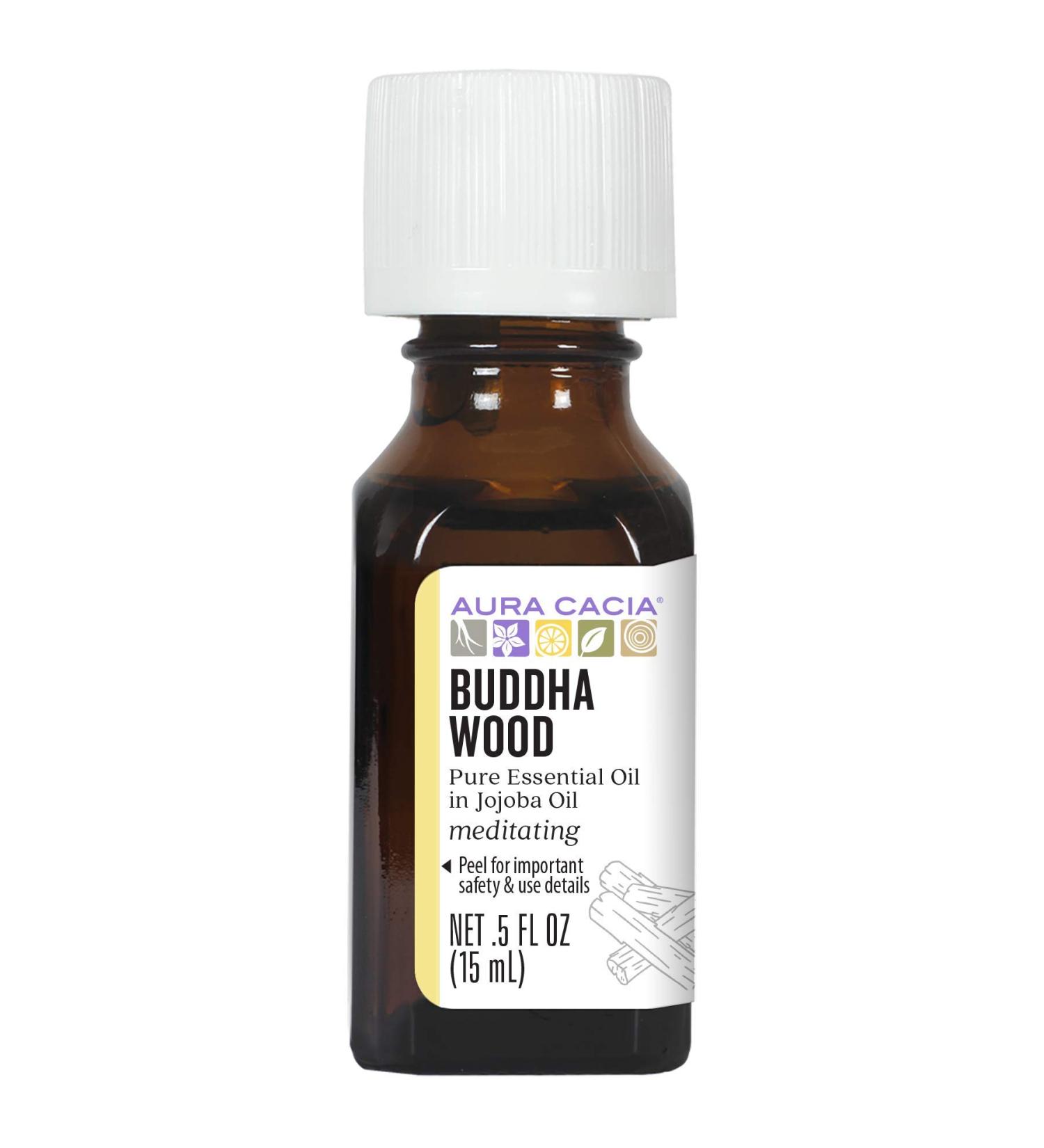 Aura Cacia Buddha Wood Essential Oil in Jojoba Oil - GC/MS Tested for Purity | 0.5 fl. oz. - Shop Internationally - Buy Online on GoSupps.com