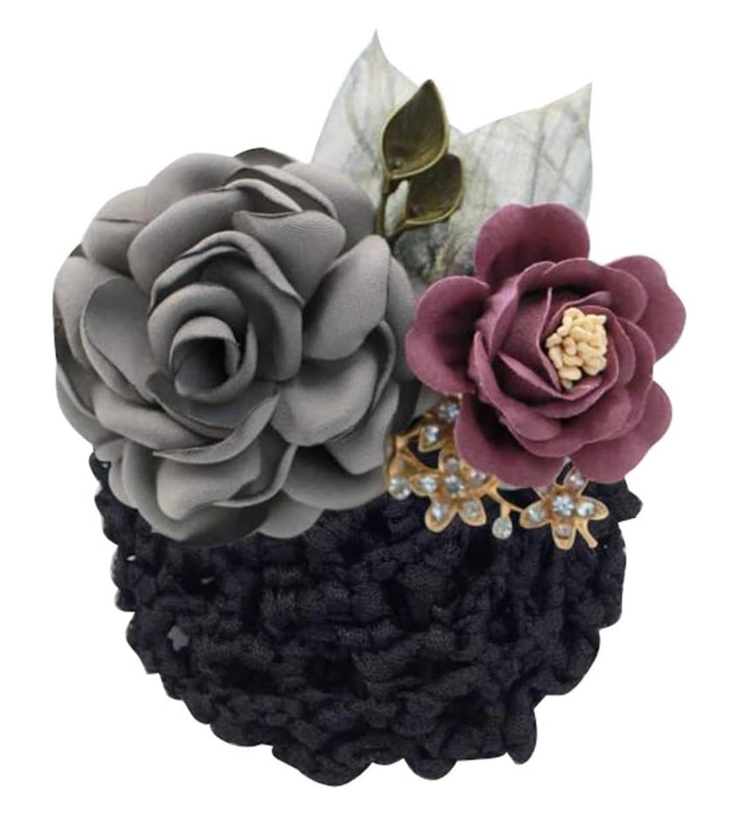 hairnets for bun hair net snoods Net hairpin hairpin hair net hair net hotel bank staff two-color flower hairpin hair accessories