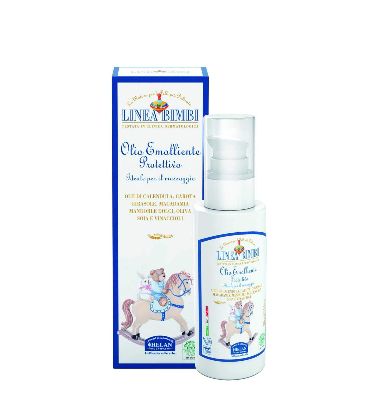 Helan Linea Bimbi Bio - Liniment Bebe Huile Corps pour Massage Beb et Enfant Apaisant Calmant et Emollient avec Huile Amande Douce Huile de Carotte Olive Soja et Tournesol 100 ml Made in Italy