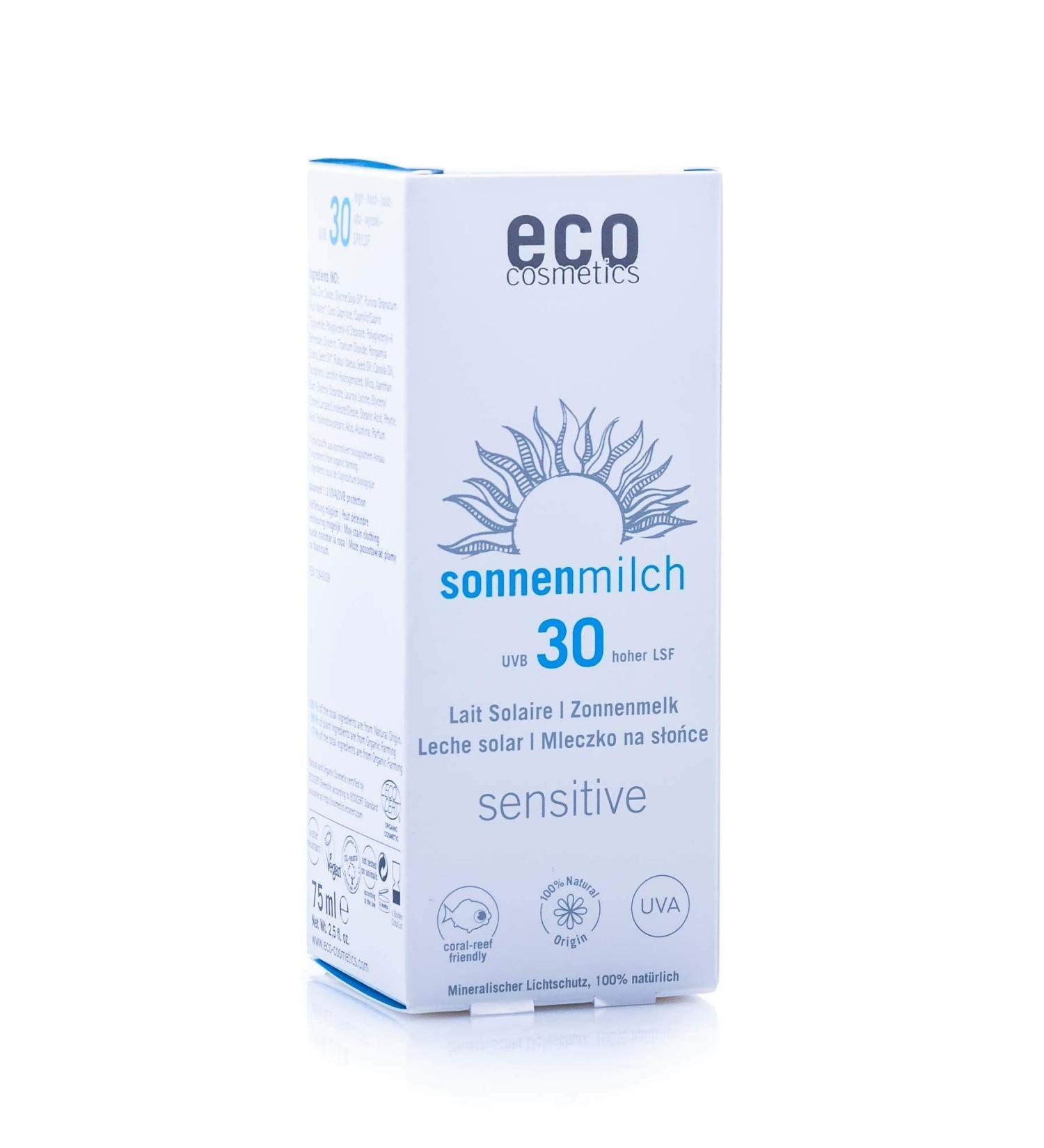 Eco Cosmetics Sun Lotion SPF 30 Sensitive - 75ml | Natural Sunscreen for All Skin Types - Buy Online Internationally - Buy Online on GoSupps.com