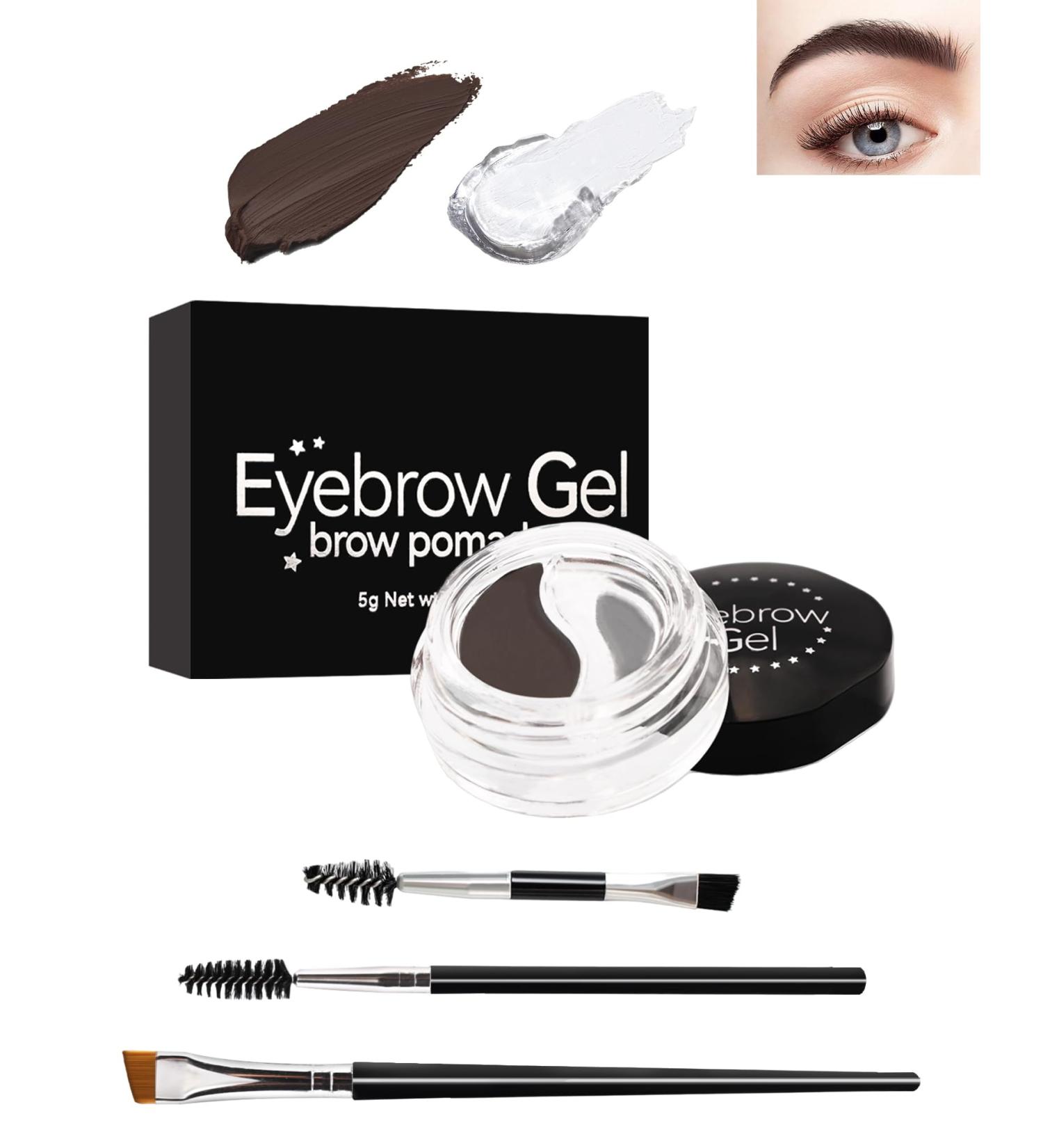 Buy Eyebrow Pomade & Gel - 2-in-1 Dark Brown & Clear Waterproof Long-Lasting High Pigment Brow Makeup with Brushes - Perfect for Women - Buy Online on GoSupps.com