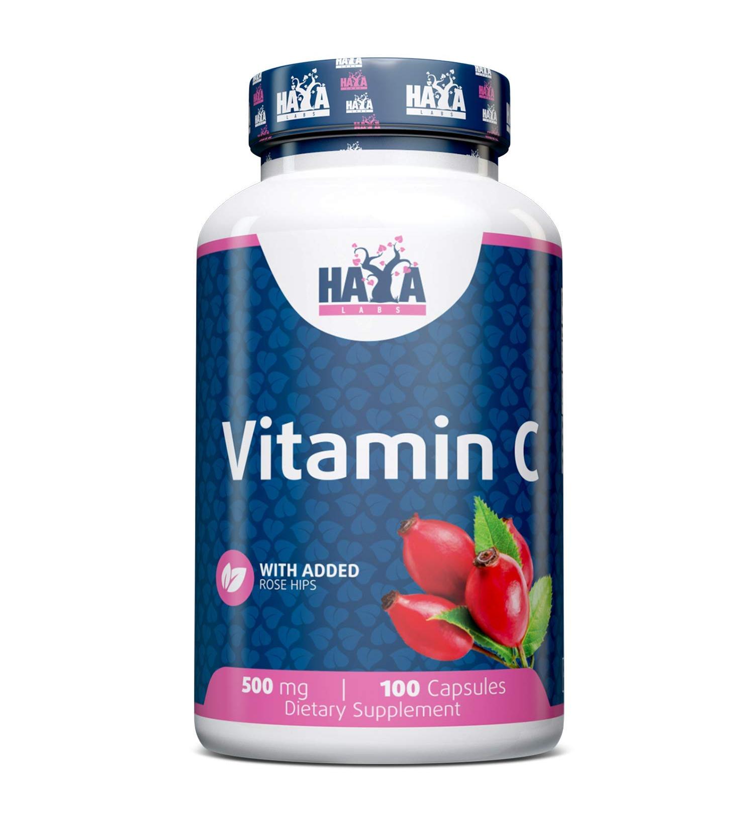 Haya Labs Vitamin C with rose hips 500 mg 100 capsules 100 g - Buy Online on GoSupps.com