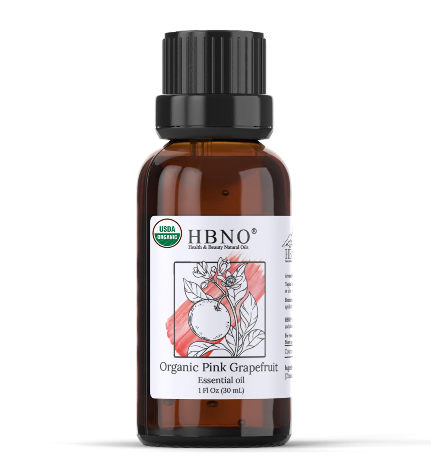 HBNO Organic Grapefruit Essential Oil - USDA Certified 1 oz (30ml) for Aromatherapy DIY & Fragrances - Cold Pressed Quality - Buy Online on GoSupps.com