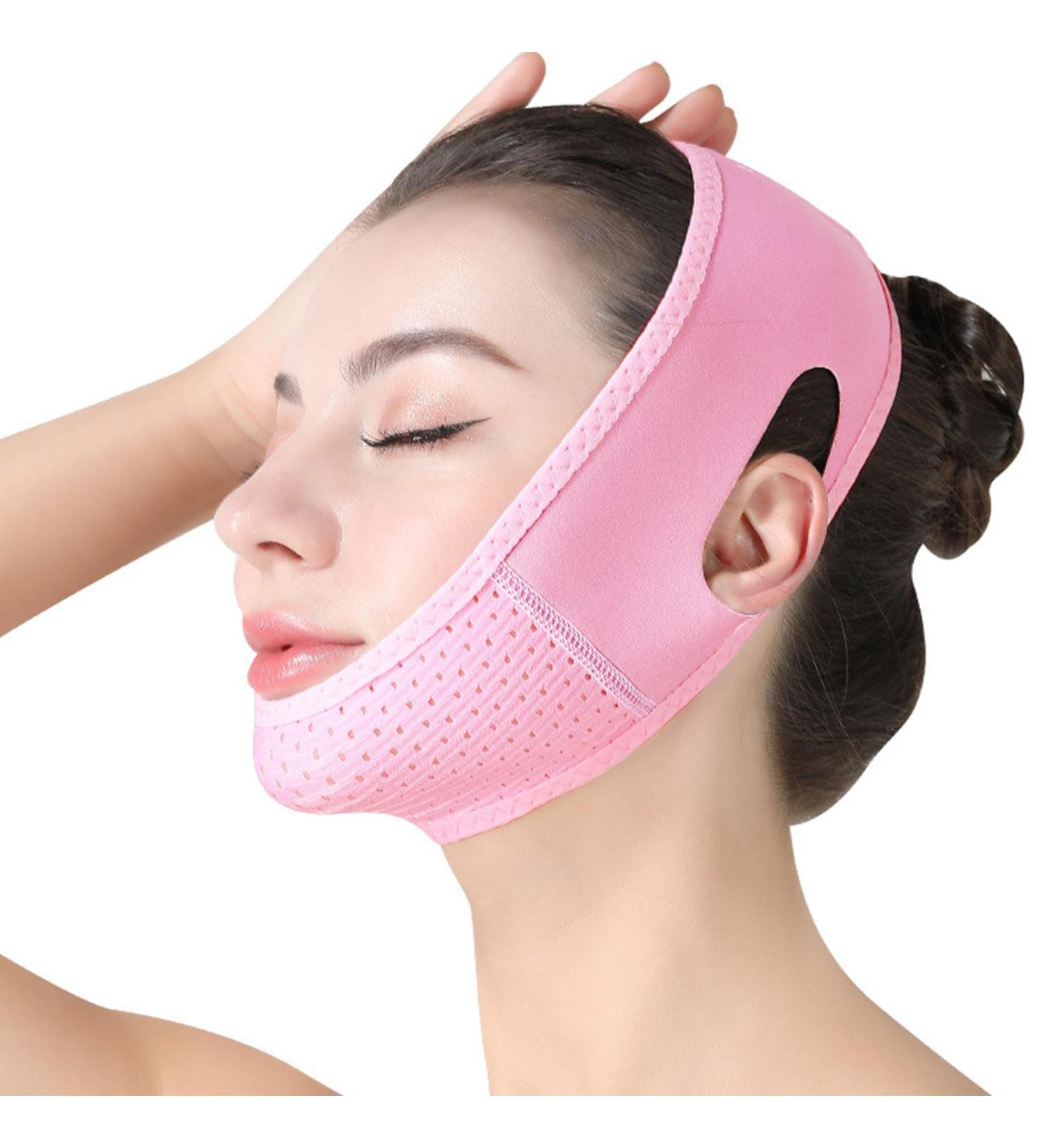 V-Line Masque de levage double menton r ducteur de menton pour dormir masque amincissant anti- ge anti-affaissement contour du visage r utilisable tissu respirant pour peau ferme et soulev e Rose - Buy Online on GoSupps.com