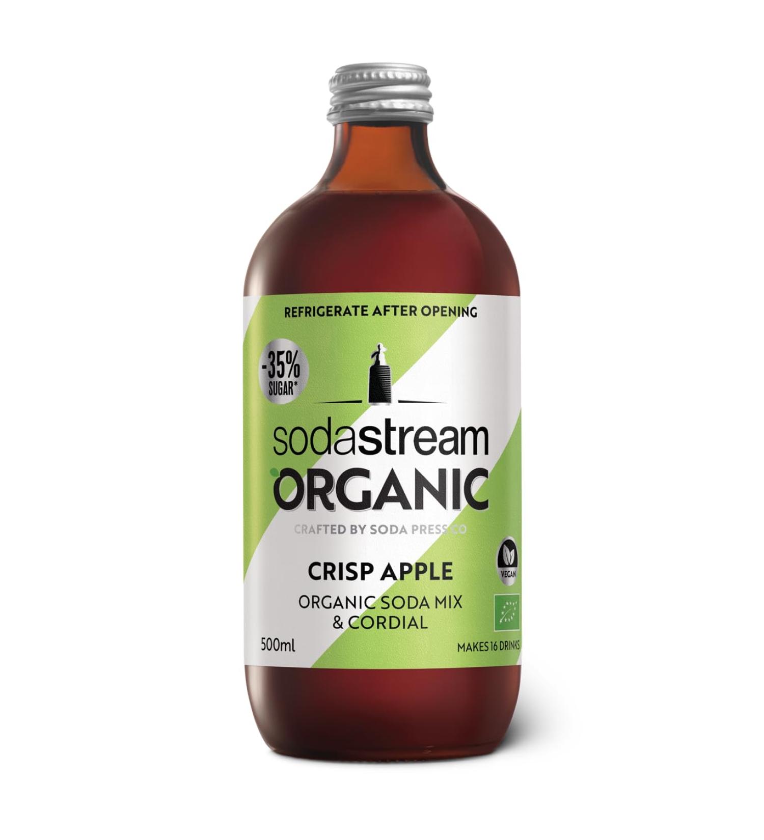 SodaStream Organic Appleade Fizzy Drink Mix | 500ml Bottle | Vegan-Friendly, Aspartame-Free Syrup for Sparkling Water | Low-Sugar Apple Flavouring - Buy Online on GoSupps.com
