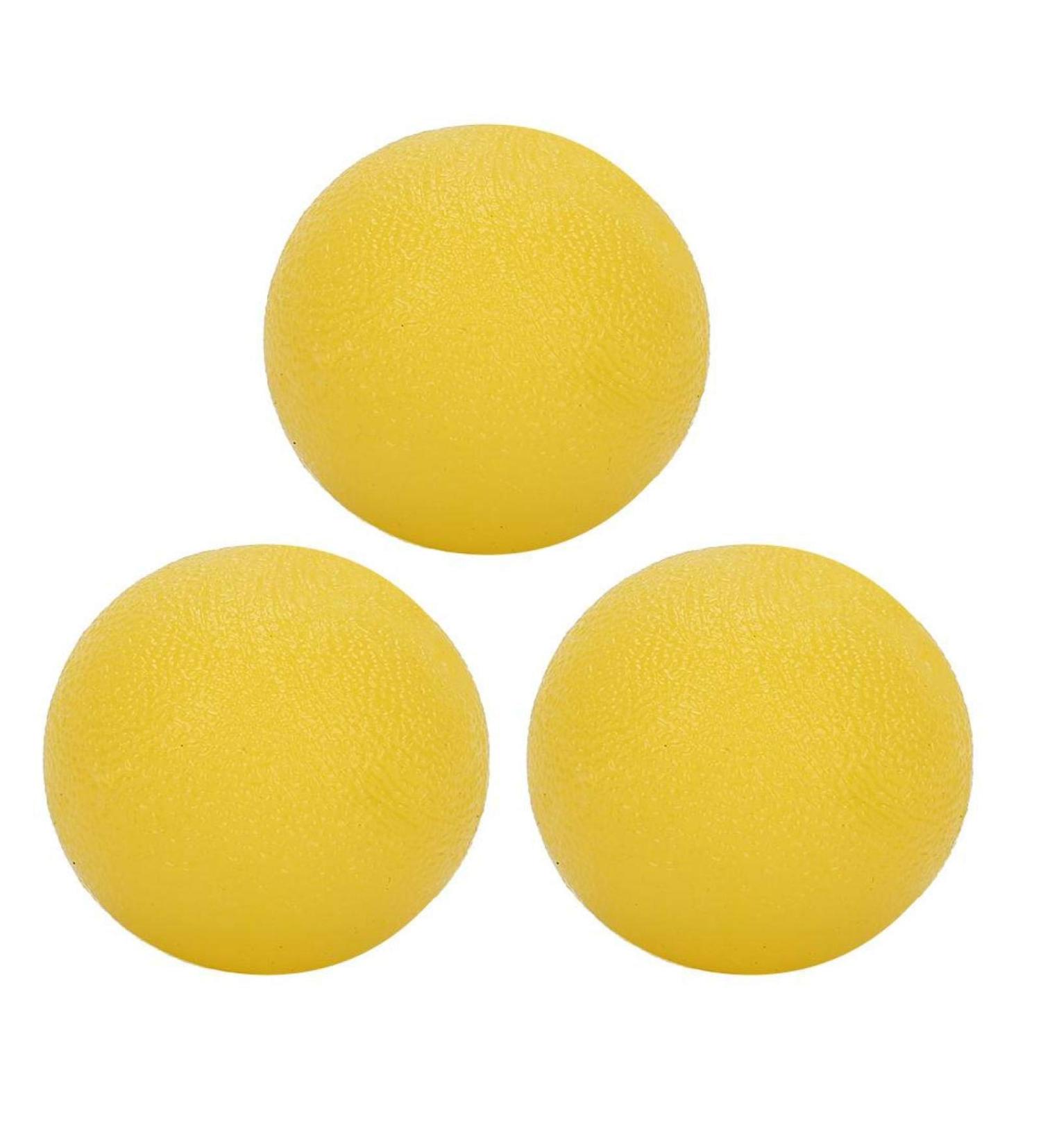 Pack of 3 Silicone Hand Grip Balls - Strength Trainer & Stress Relief for Adults & Kids - Yellow Round - Buy Online on GoSupps.com