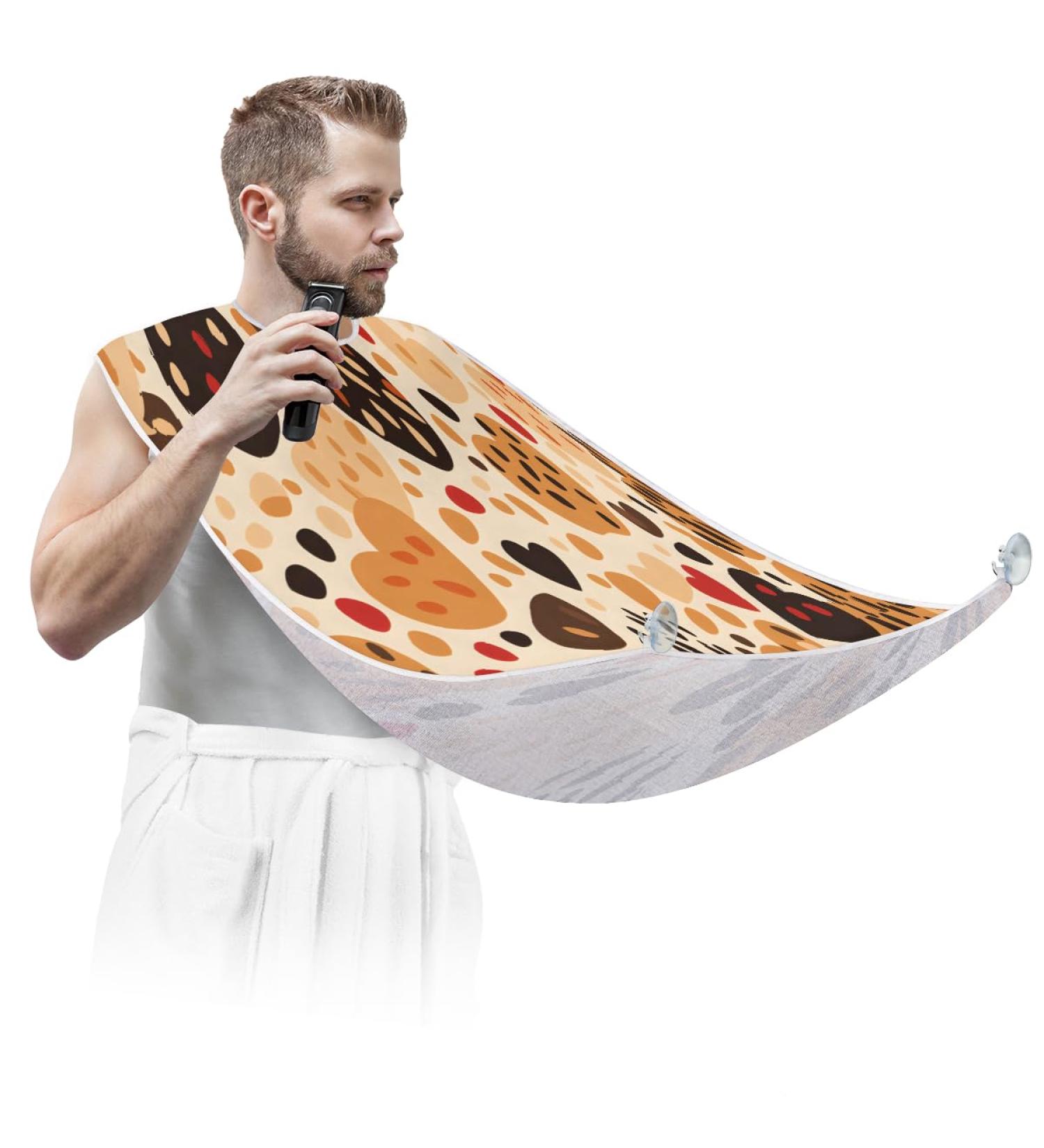 Leopard Heart Beard Bib Apron | Beard Hair Catcher for Men | Perfect Christmas & Father's Day Gift - Buy Online on GoSupps.com