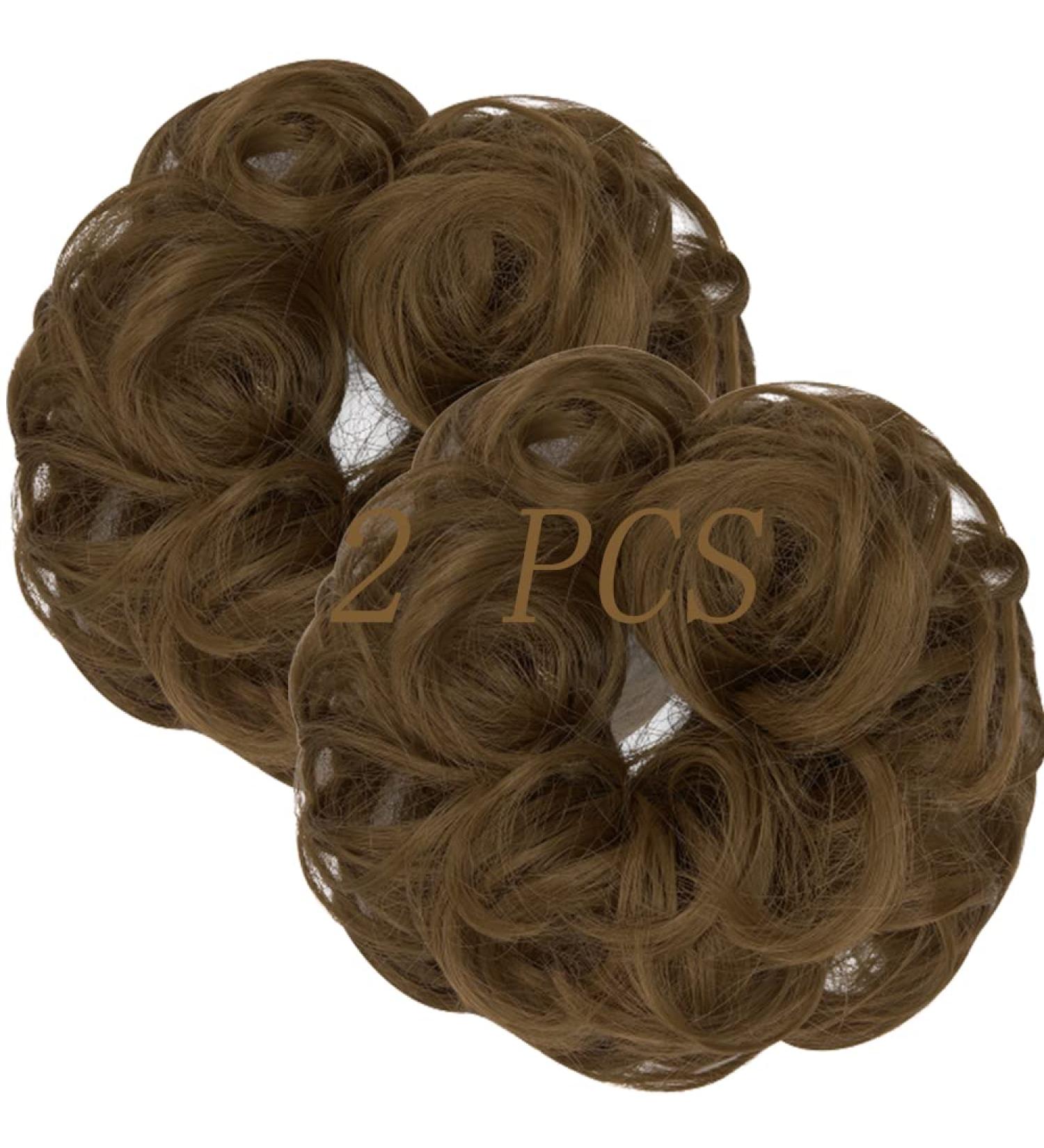 OMGREAT 2PCS Thick Updo Messy Hair Buns Curly Wavy Ponytail Extensions - Ginger Brown Mix Bleach Blonde - Buy Online on GoSupps.com