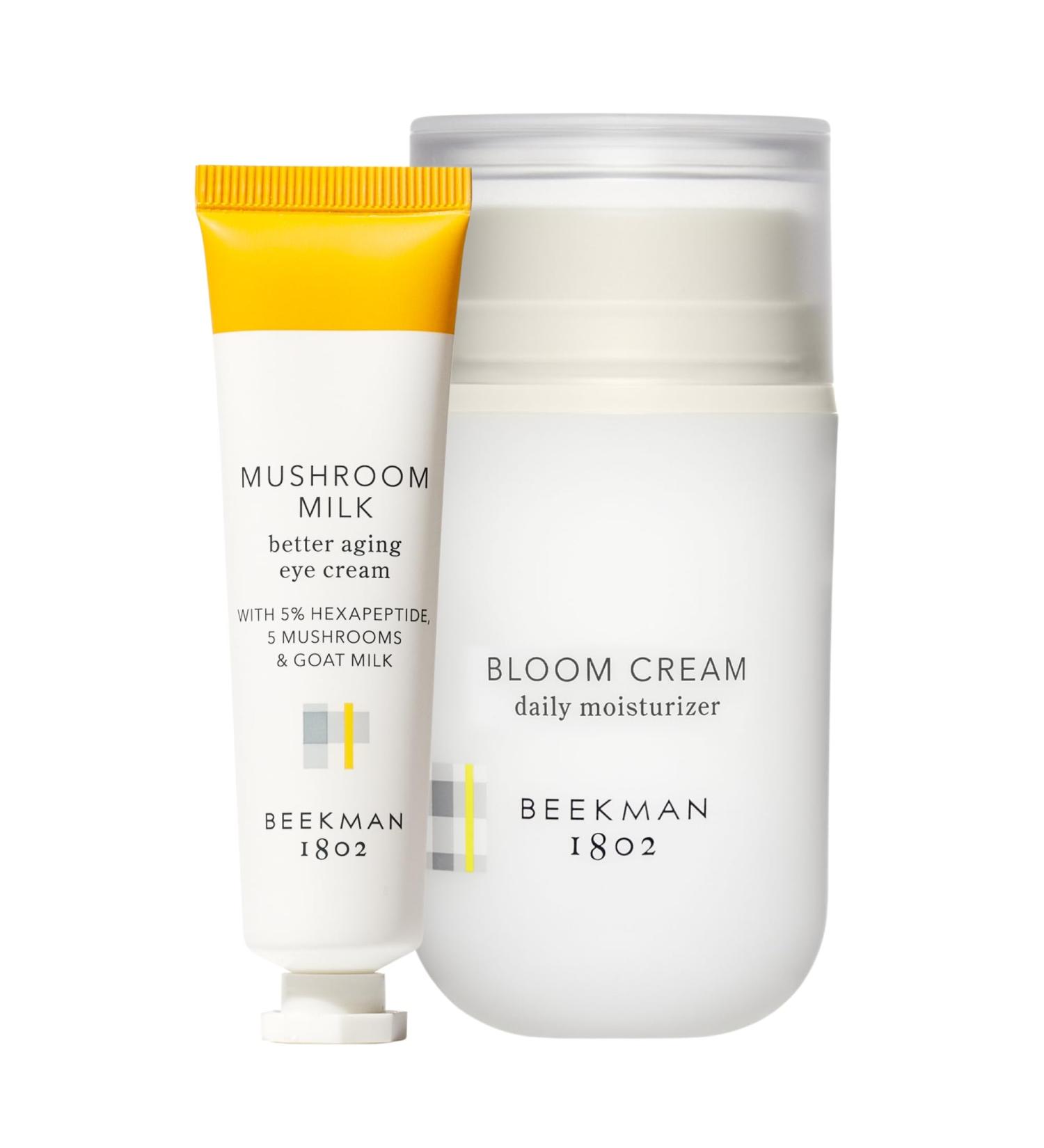 Beekman 1802 Mushroom Milk Better Aging Eye Cream (0.68 fl oz) + Bloom Cream Daily Face Moisturizer (1.69 fl oz) - Good for Sensitive Skin - Cruelty Free - Buy Online on GoSupps.com