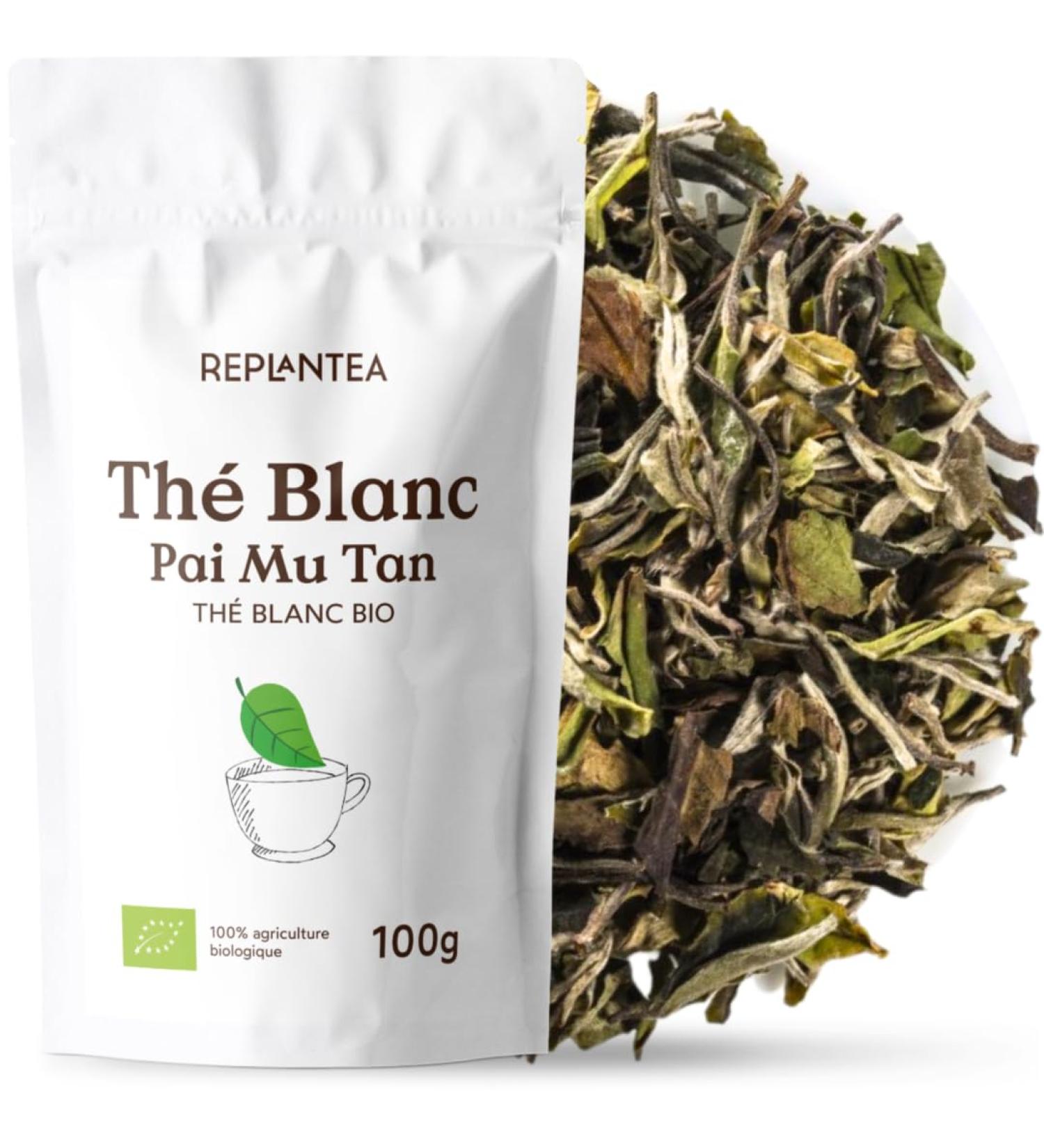 TH BLANC BIO 100g (50 Tasses) | Bai Mu Dan Th Blanc | White Peony Tea REPLANTEA - Buy Online on GoSupps.com