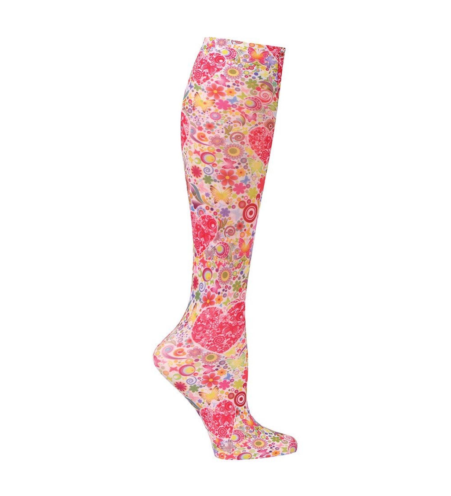 Celeste Stein Therapeutic Graduated Compression Socks Floral Hearts 8-15 mmHg Regular Calf