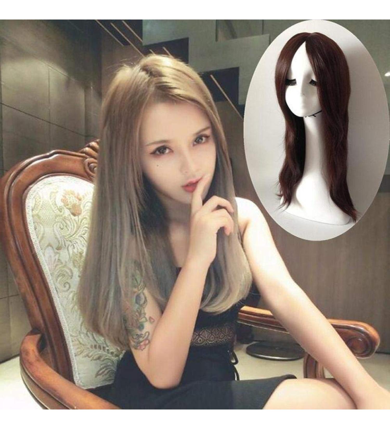 Shop Premium European & American Long Straight Wigs - Liu Hai Pear Flower Buckle in Pink Creamy-White - Buy Online on GoSupps.com