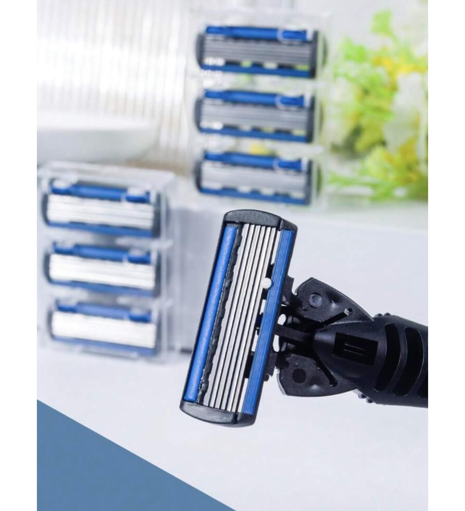 7-Blade Manual Safety Razor for Men & Women - 6-Layer Stainless Steel Blades Replaceable Shaver Head - Black - Buy Online on GoSupps.com