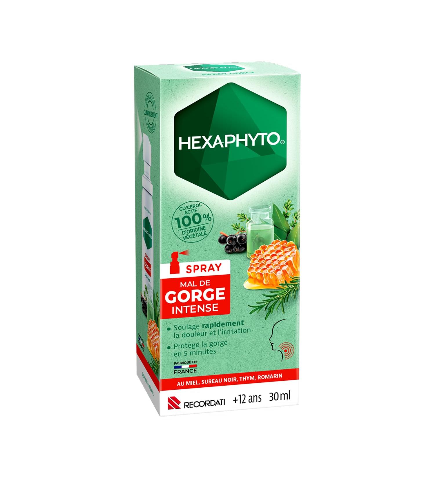  HEXAPHYTO Intense Sore Throat Spray | Fast relief from pain & irritation | Protects the throat in 5 minutes | Moisturizing & soothing | Honey flavor | Ages 12+ | Made in France | 30 ml - Buy Online on GoSupps.com