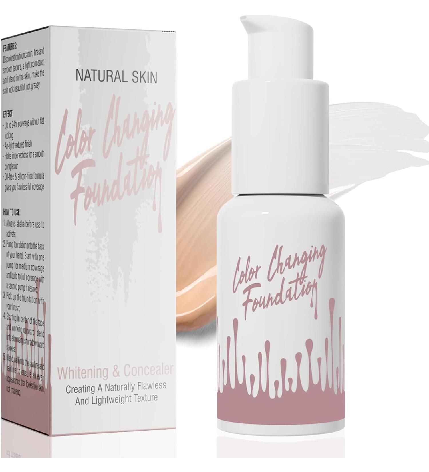 Fond de Teint Changeant De Couleur Hydratation 24H Fondation Couvrante Totale Base de Maquillage Correcteur Longue Tenue Waterproof Fond de Teint Liquide Matte & Poreless Finish - 30ml - Buy Online on GoSupps.com