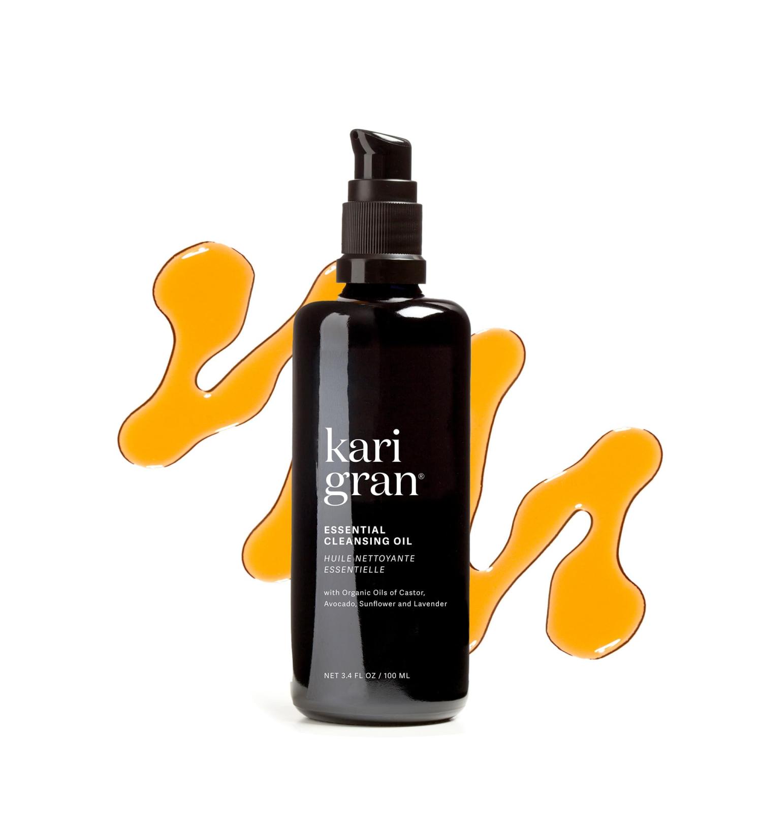 Kari Gran Essential Cleansing Oil | Organic Face Cleanser for All Skin Types | Gently Removes Makeup Sunscreen & Impurities | Hydrates & Exfoliates | Cruelty-Free (3.4 fl oz) - Buy Online on GoSupps.com