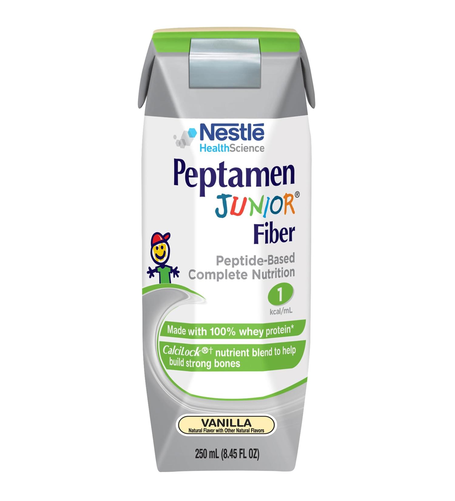 Peptamen Junior Fiber Pediatric Oral Supplement Vanilla 8.45 oz Carton 12 Count
