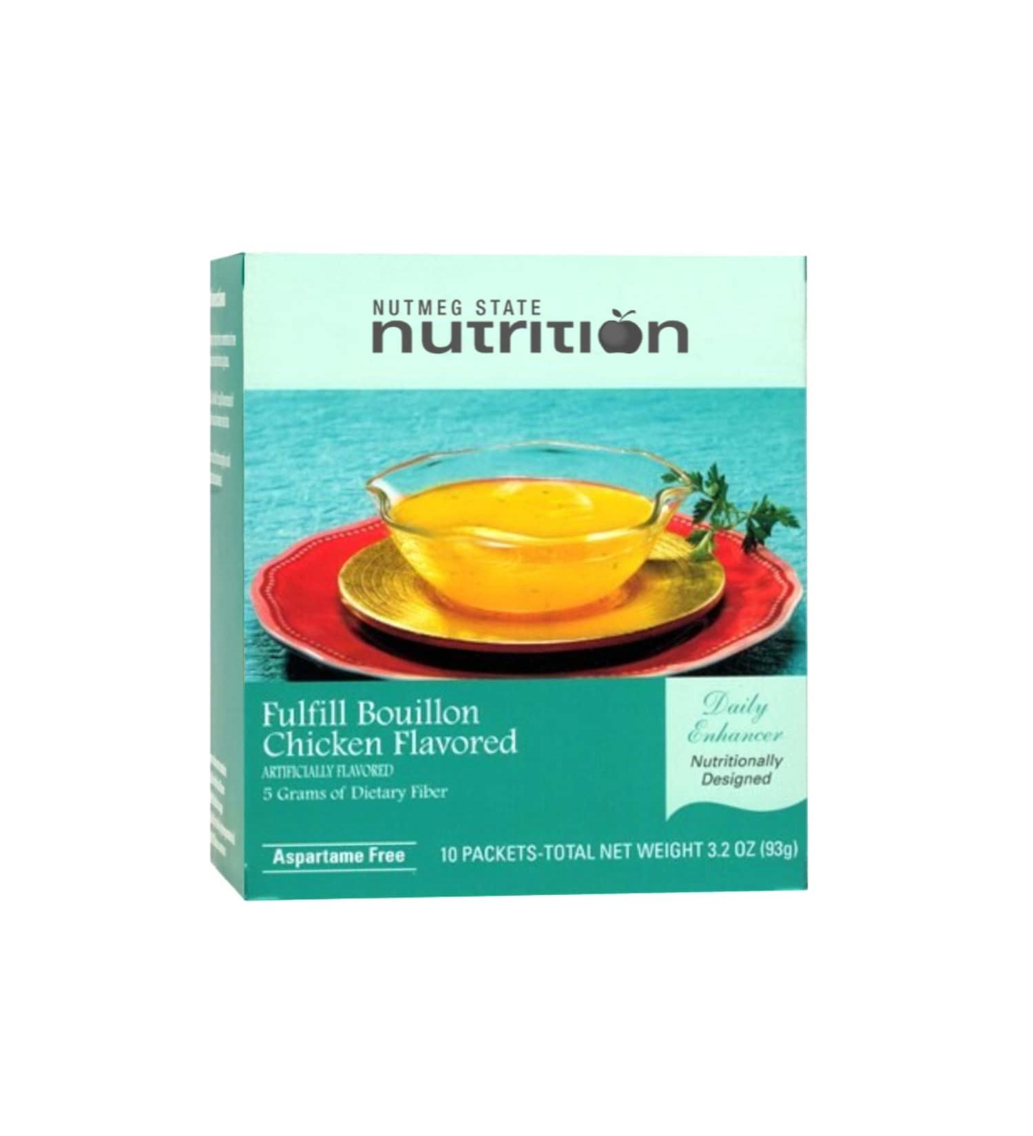 Nutmeg State Nutrition Fulfill High Fiber Soup Mix Low Calorie Fat Free Naturally Flavored Ideal Protein Compatible Aspartame Free 10 Servings Per Box (Chicken Bouillon) - Buy Online on GoSupps.com