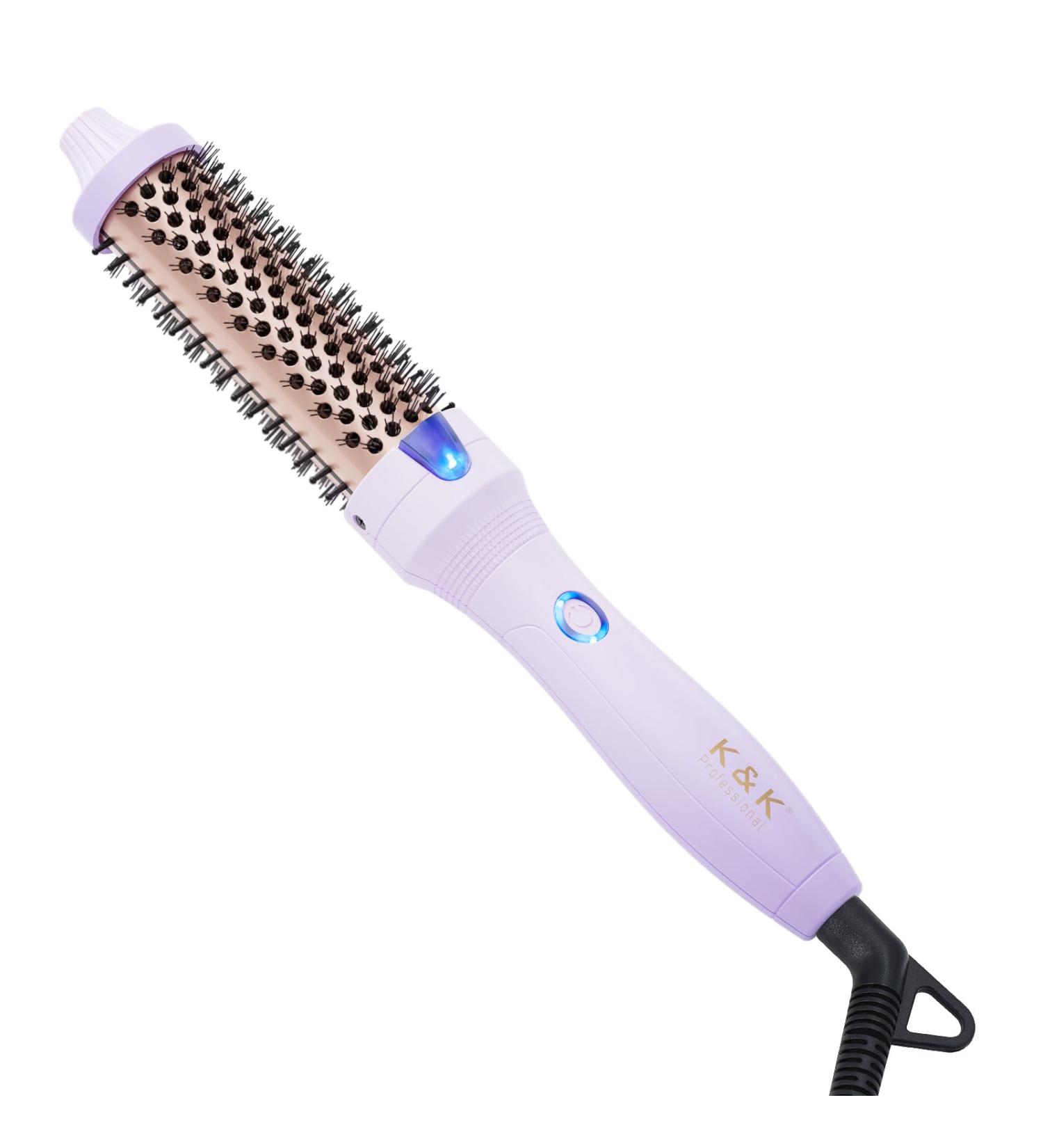 K&K 1.25 Inch Curling Iron Brush - Ceramic Tourmaline Ionic Hot Brush for Loose Curls & Volume Dual Voltage Travel Ready 350°F Heater Purple - Buy Online on GoSupps.com