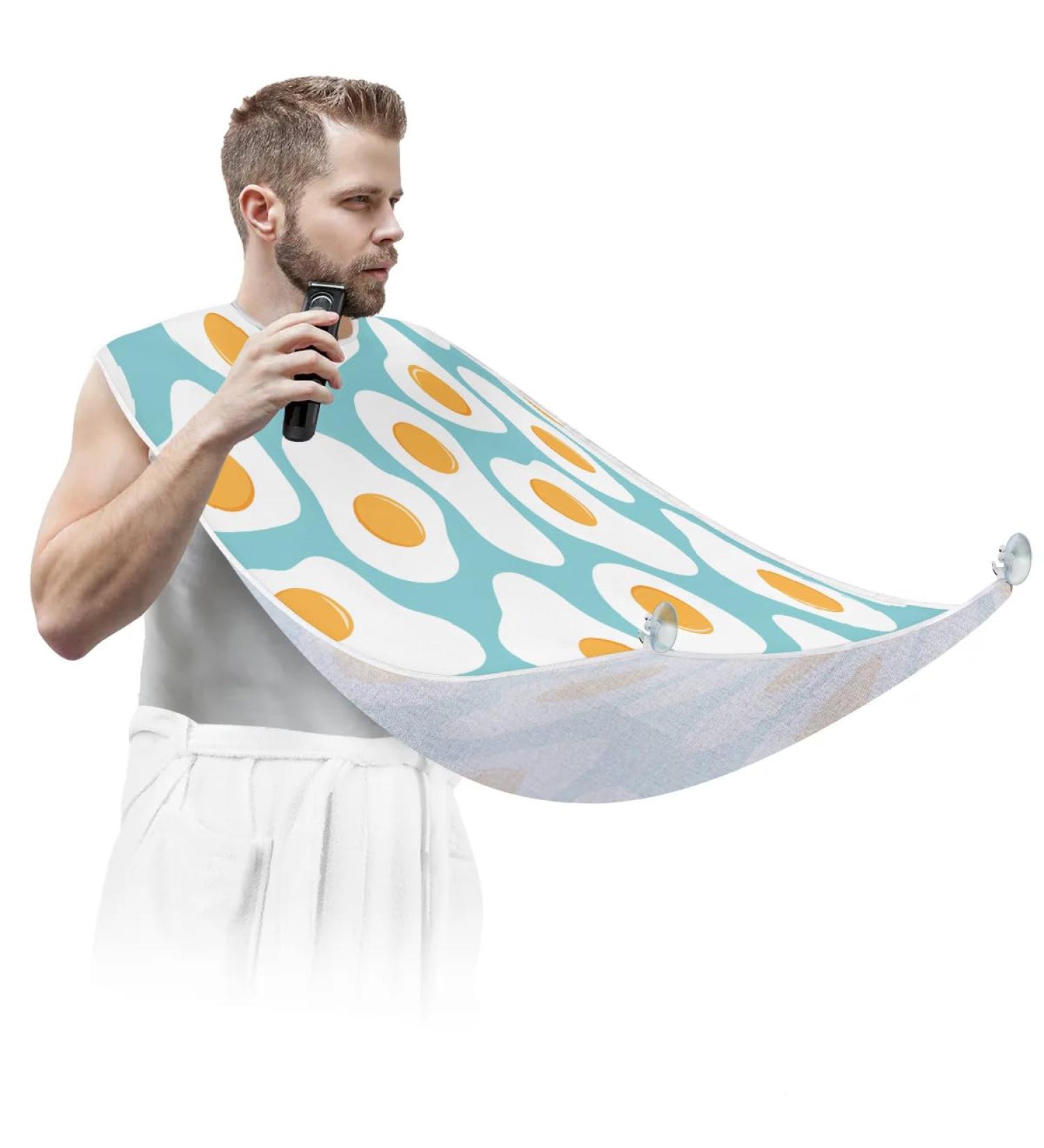 Beard Bib Apron | Waterproof Hair Catcher for Men | Non-Stick Beard Cape for Grooming & Trimming Egg Pattern Design - Buy Online on GoSupps.com