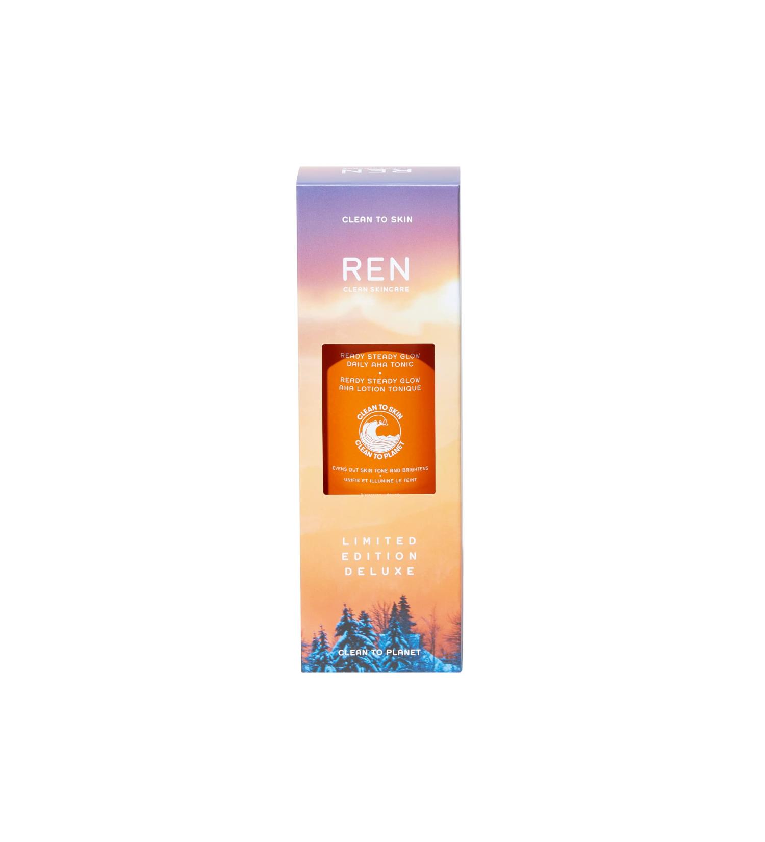 REN Clean Skincare Limited Edition Deluxe AHA Tonic - Pore Reducing Toner - Vegan & Cruelty Free - 16.9 Fl Oz - Buy Online on GoSupps.com