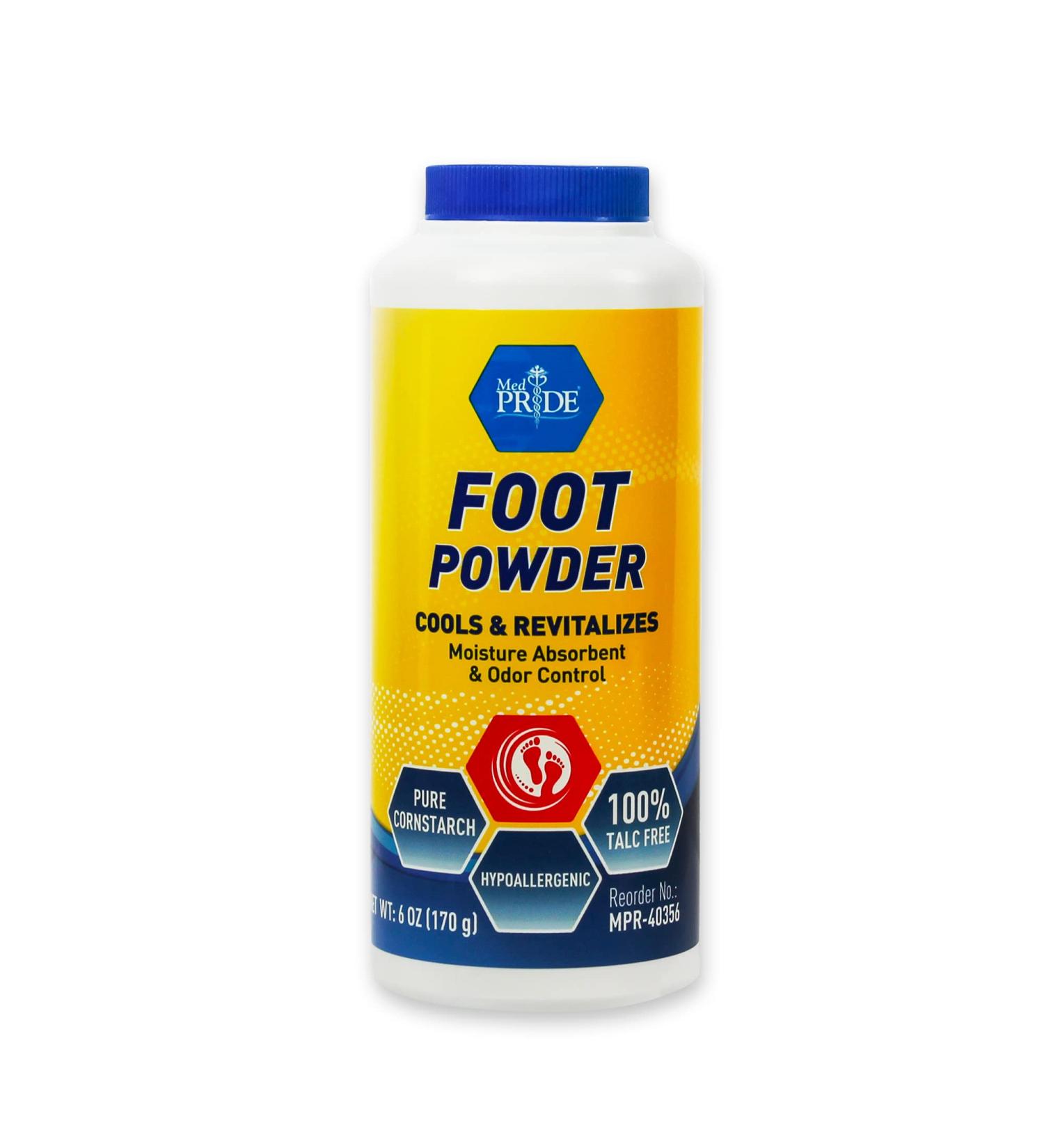 MED PRIDE Premium Foot Powder - Hypoallergenic Talc-Free Moisture Control & Odor Eliminator - 6oz for Sweat & Fresh Shoes - Buy Online on GoSupps.com