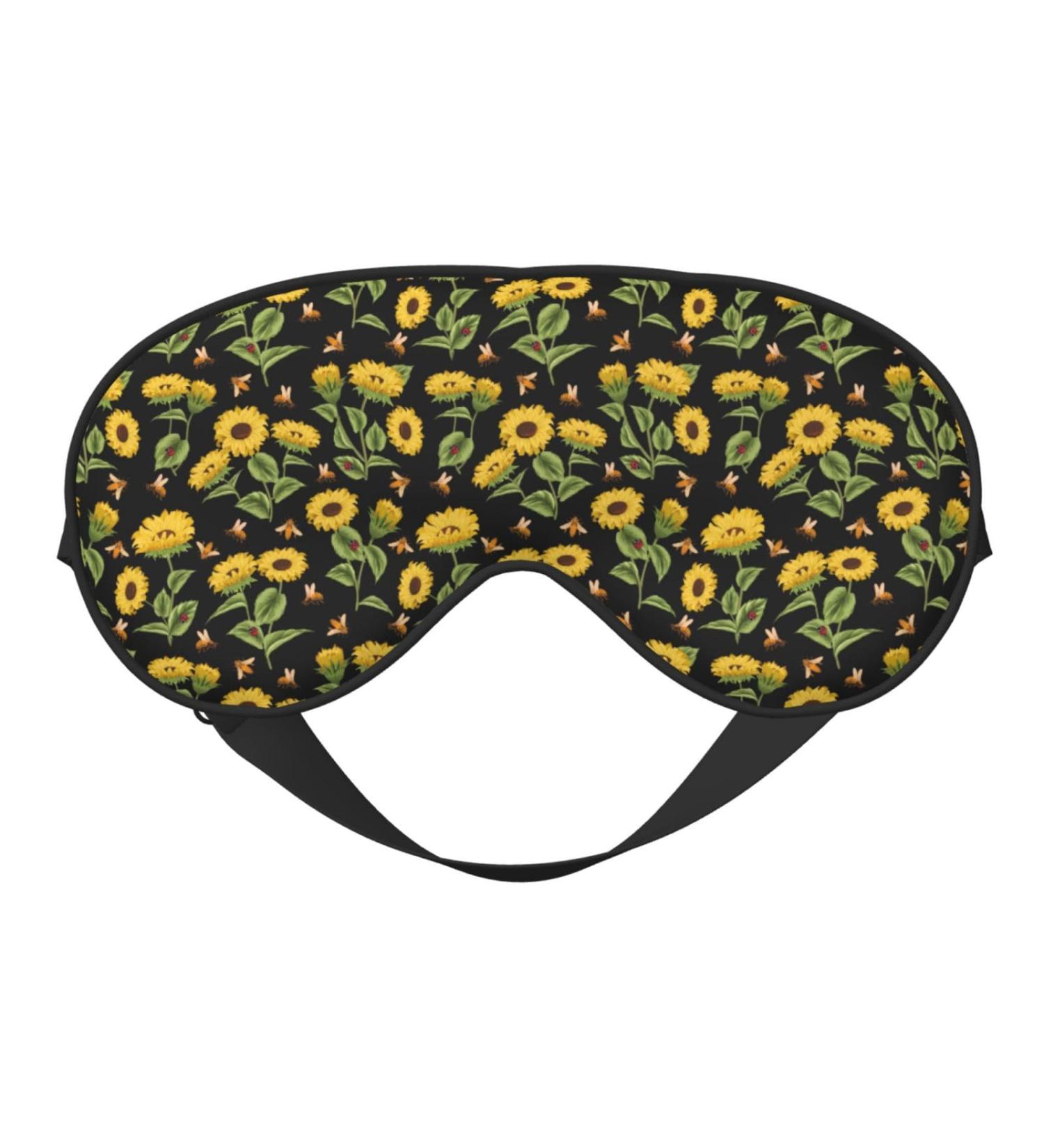 Buy Bees and Sunflowers Print Sleep Masks | Comfortable Soft Eye Mask with Adjustable Strap | Perfect for Home & Travel Use - Buy Online on GoSupps.com