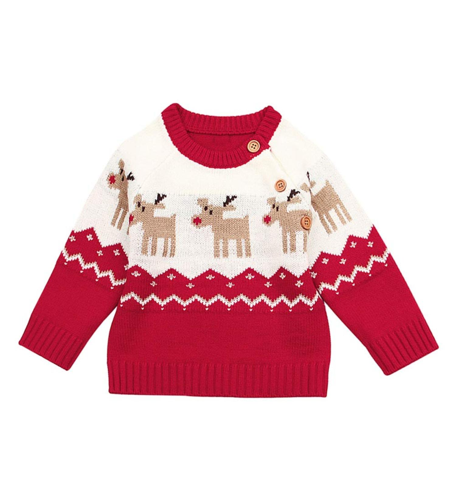 BOBORA Baby Christmas Jumper | Toddler Knitted Sweater Top | Red, 0-6 Months - Buy Online on GoSupps.com
