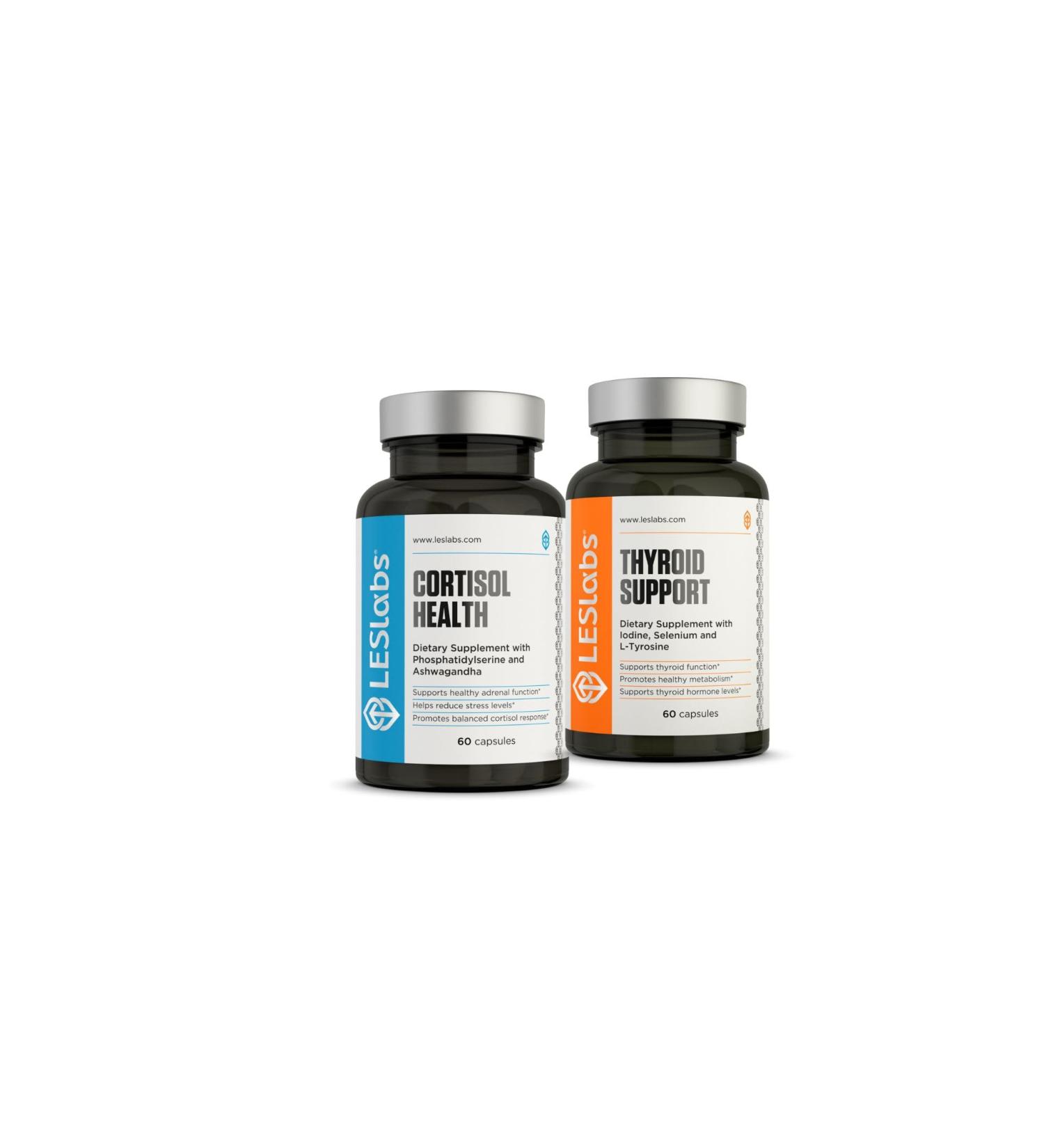 LES Labs Cortisol and Metabolic Health Support Duo Supplement for Cortisol Balance and Thyroid Support 60 + 60 Capsules - Buy Online on GoSupps.com