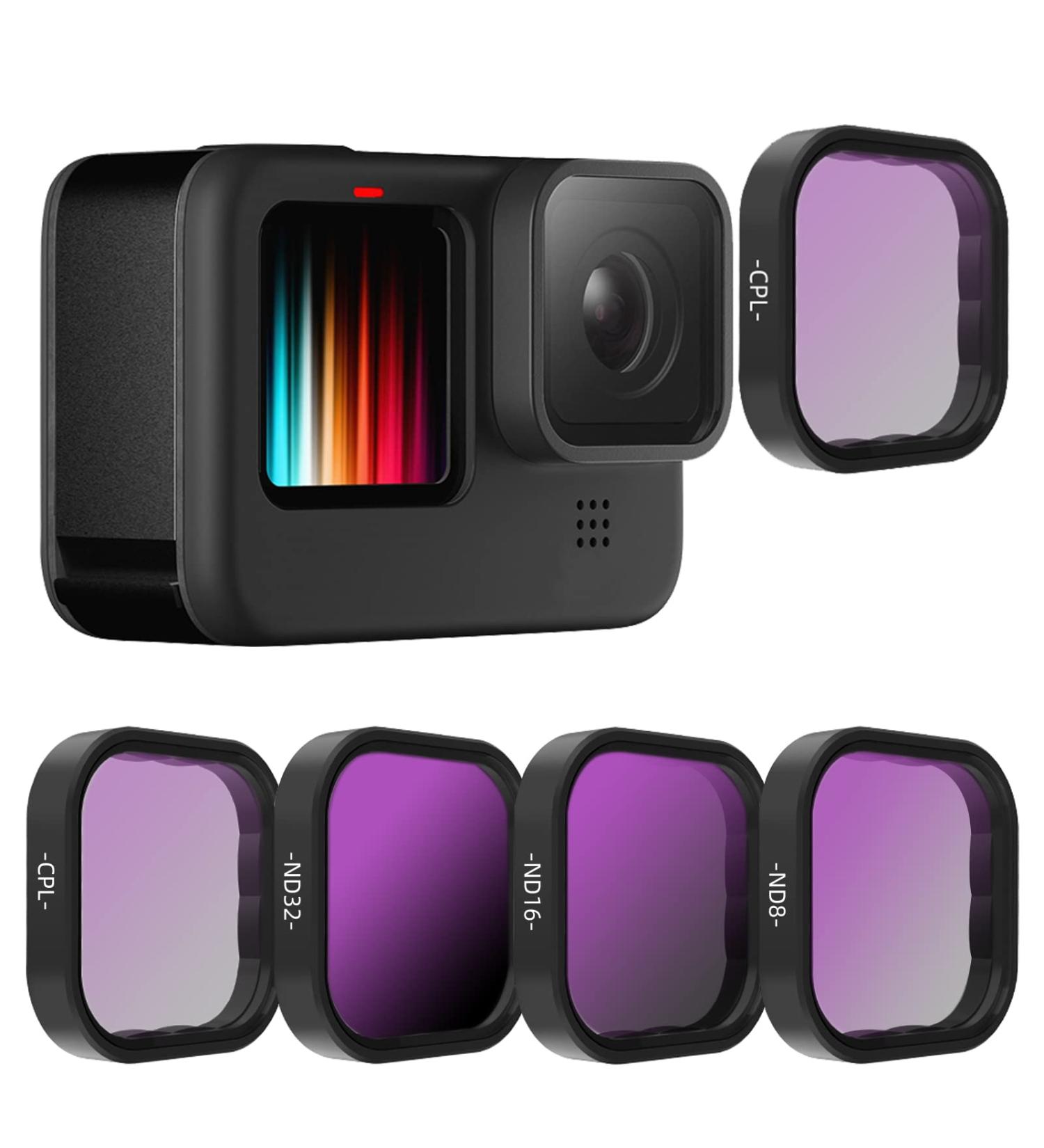 REYGEAK 4-Pack Lens Filter Kit for GoPro Hero 11/10/9 - CPL, ND8, ND16, ND32 Filters - Neutral Density and Polarizing Lens Protectors - GoPro Accessories - Buy Online on GoSupps.com