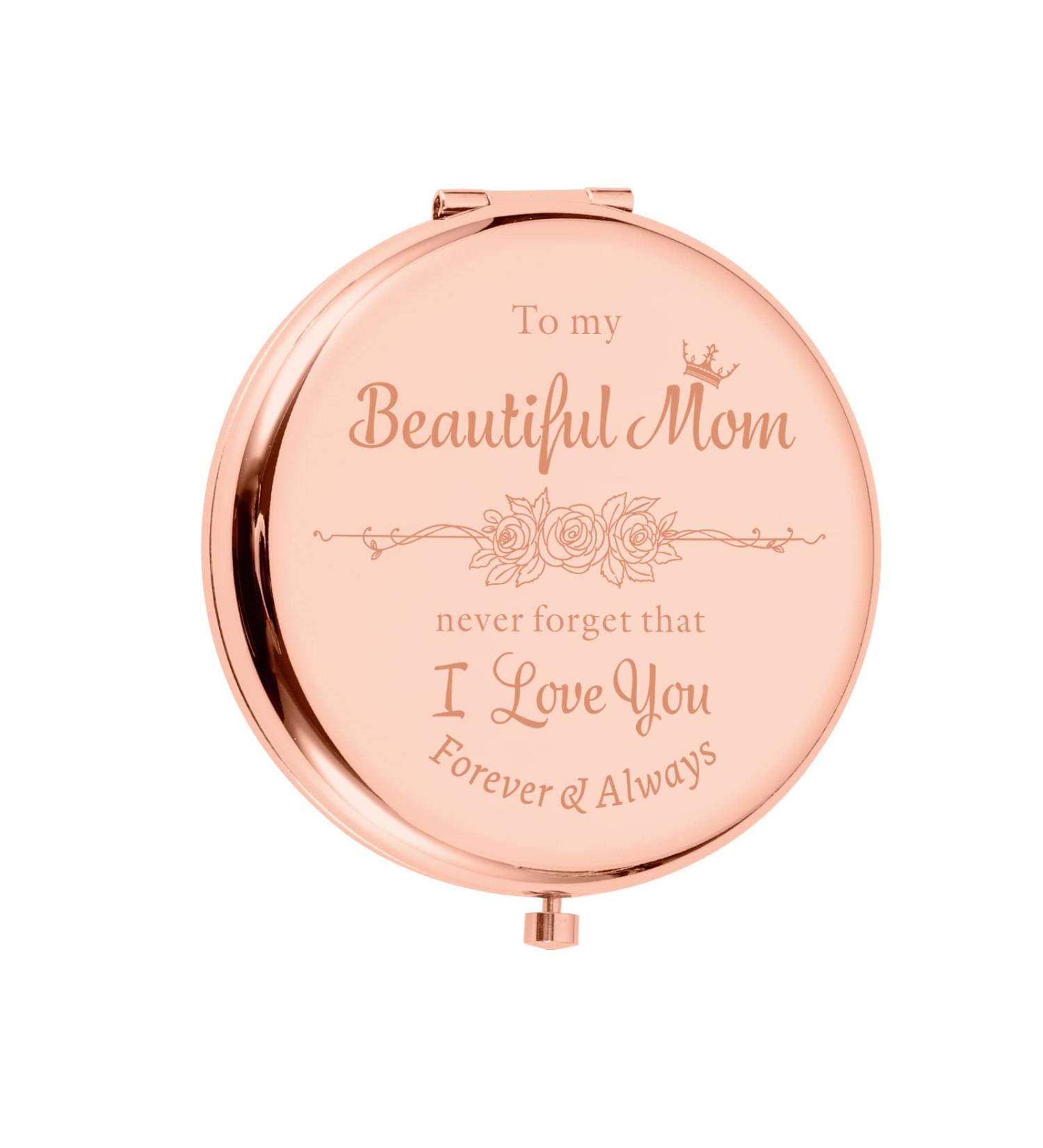 Delujouberst Compact Makeup Mirror - Inspirational Gift for Mom, Mother's Day/Birthday/Christmas Gift from Daughter/Son - I Love You Gift for Mommy to Be - Buy Online on GoSupps.com