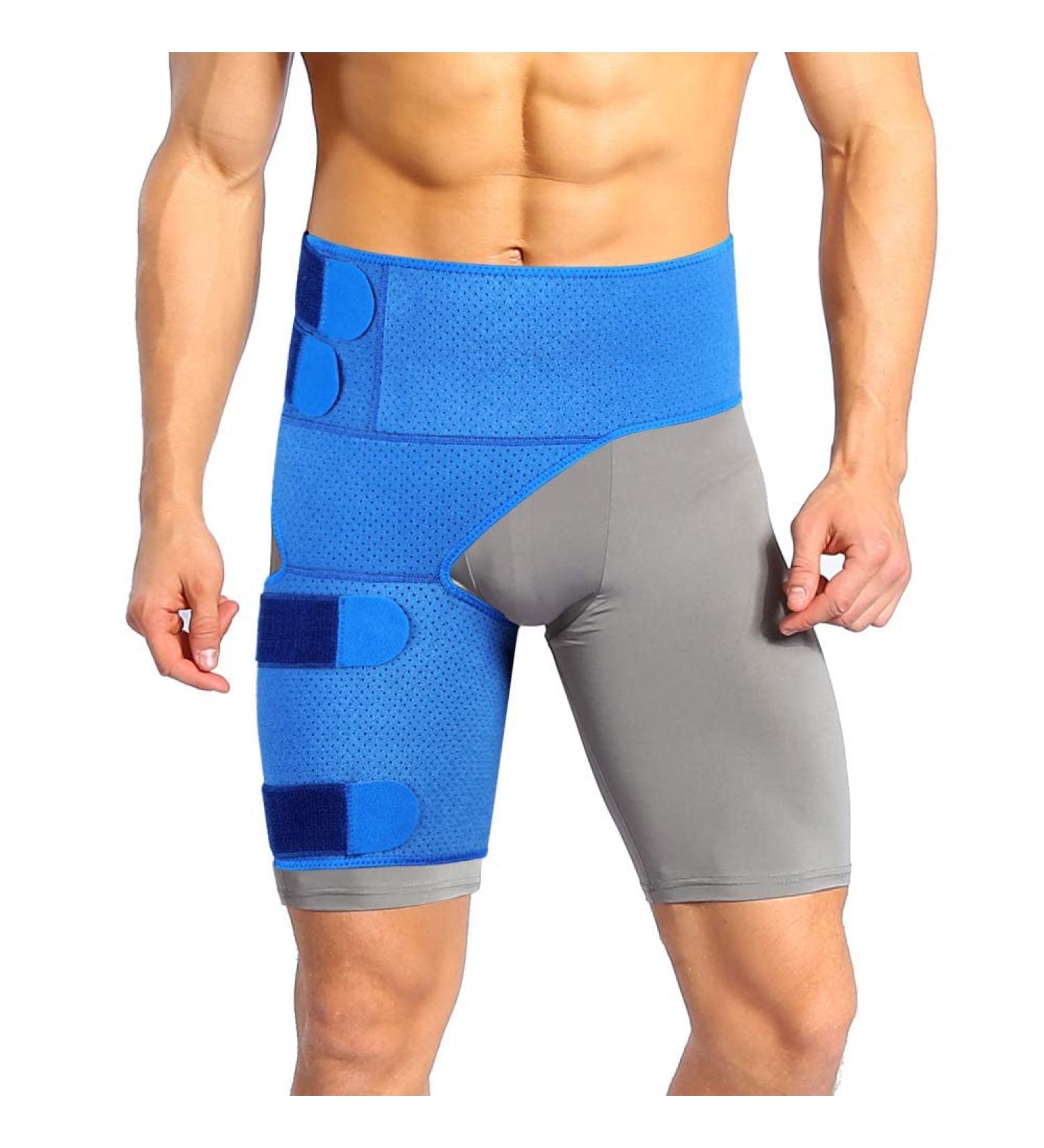 Hip Support Adjustable Neoprene Groin Compression Wrap Hip Brace Groin Strain Support with Non Slip Lining and Elastic Strap Thigh Hamstring Recovery for Quadricep Pulled Muscles Flexor Strain - Buy Online on GoSupps.com