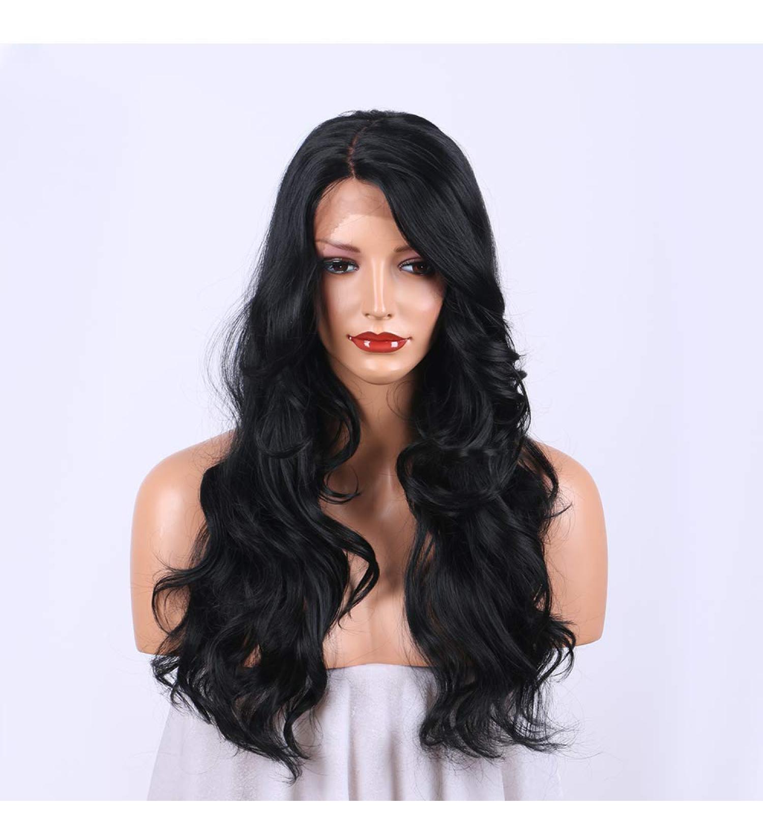 SHIYID Black Long Wavy Wig for Women | Synthetic Lace Glueless Capless Fake Hair - Shop Now! - Buy Online on GoSupps.com