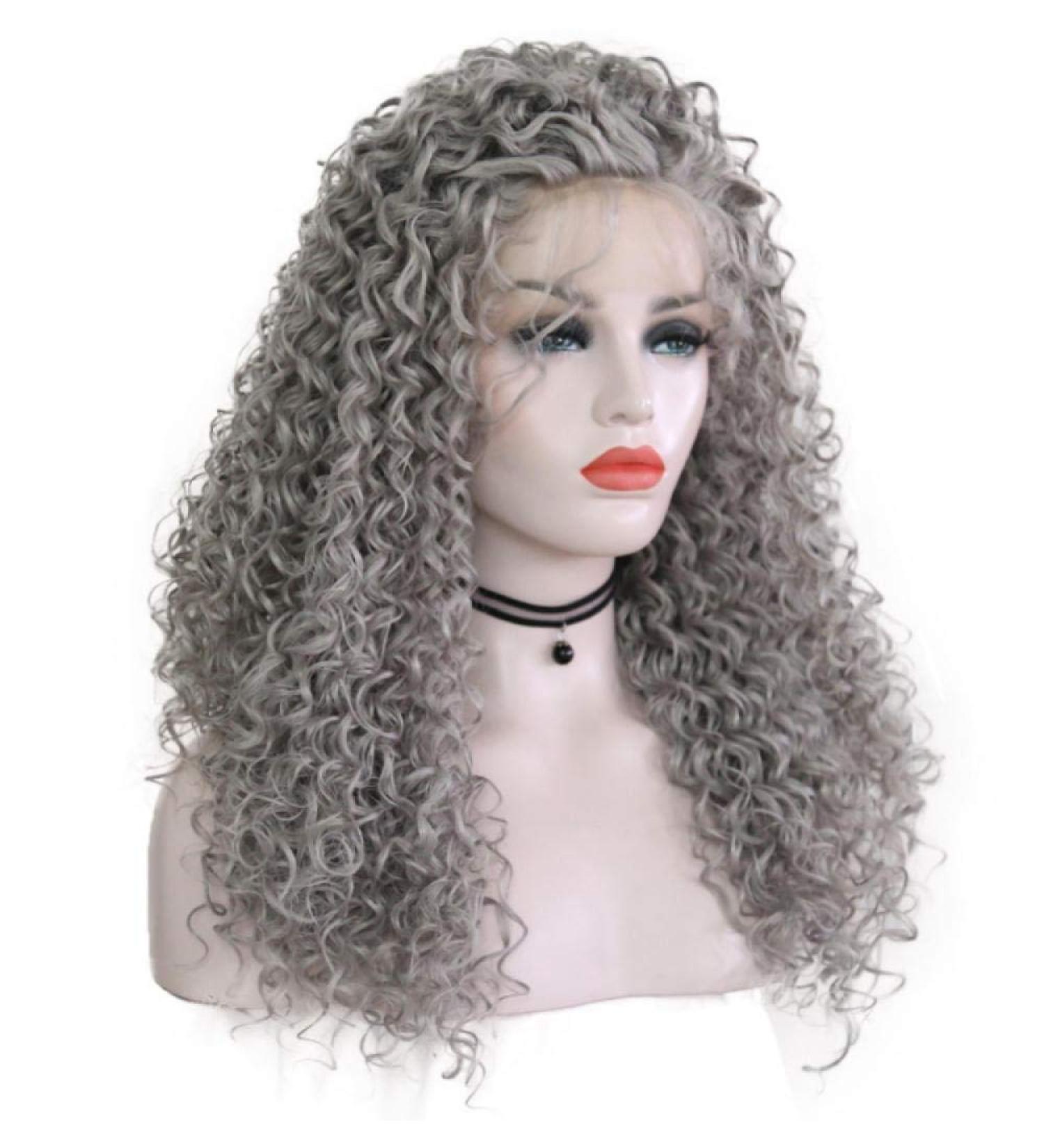 BGHJUE N Gray Short Roll Synthetic Wig for Women - Heat Resistant White Wigs with Left Side Parting | High Density Replacement Hair - Buy Online on GoSupps.com
