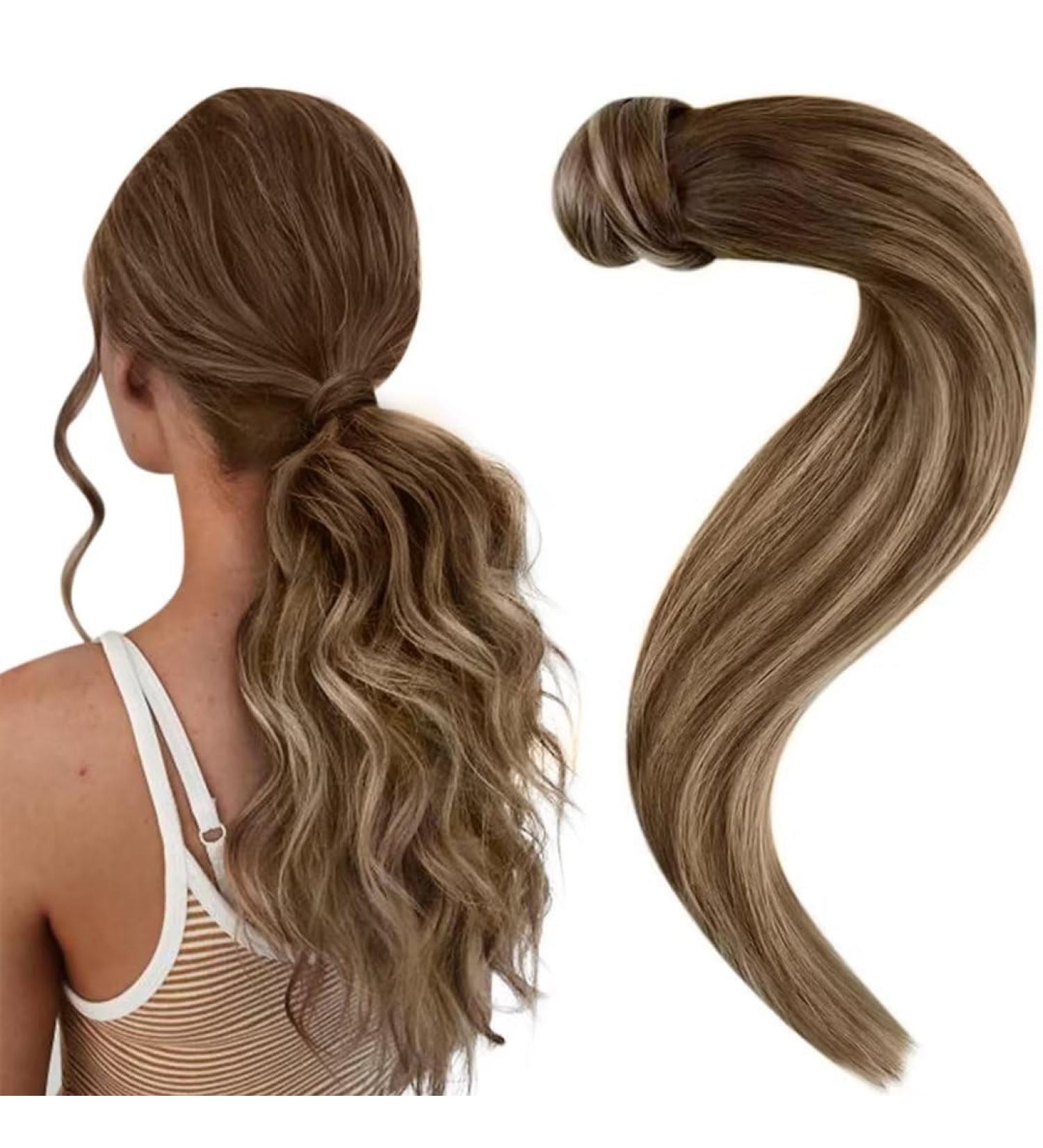 Easyouth Wrap Around Ponytail Hair Extensions Brown Balayage Ponytail Human Hair Ombre Brown to Blonde Ponytail Extensions Real Hair 12 Inch 70g 30 cm/12" 4-Pony #4/27/4 - Buy Online on GoSupps.com