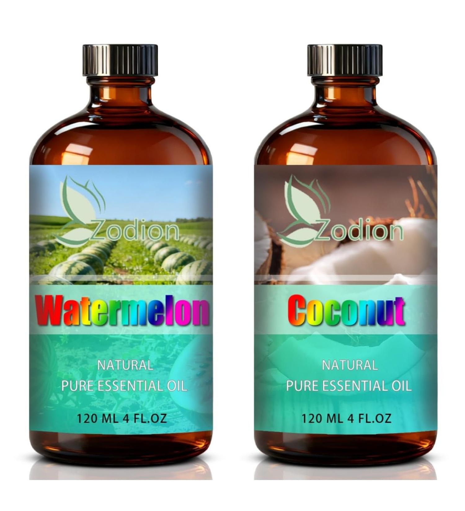 Coconut Essential Oil 4 Fl Oz and Watermelon Essential Oil 4 Fl Oz - Coconut & Watermelon Oil for Diffuser Aromatherapy Home Fragrance Skin & Hair Care DIY Candle & Soap Making Yoga - Buy Online on GoSupps.com