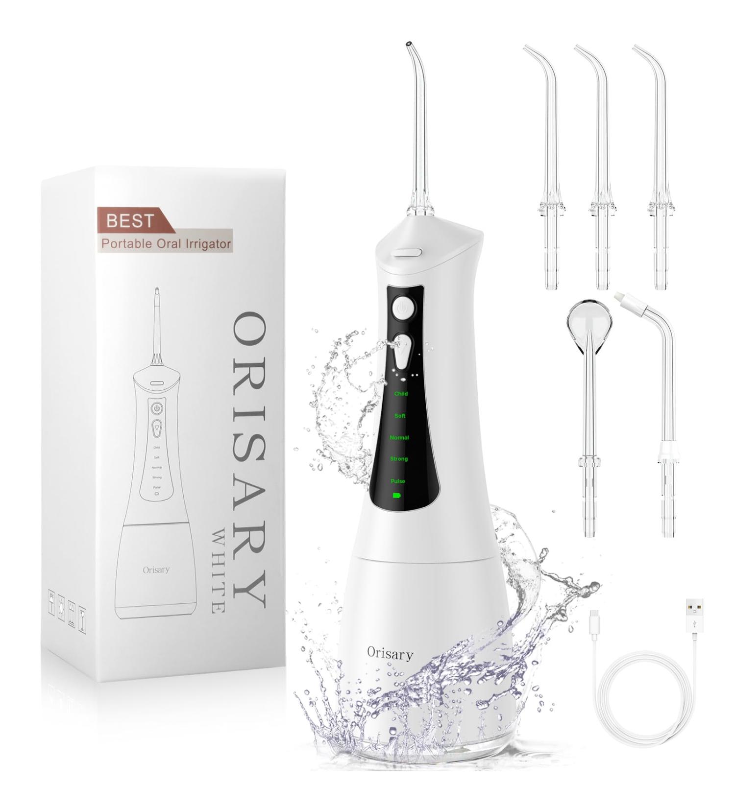 2024 Water Dental Flosser Pick - 5 Modes Cordless Oral Irrigator with 300ML Tank & 5 Jet Tips IPX7 Waterproof for Home & Travel - Buy Online on GoSupps.com