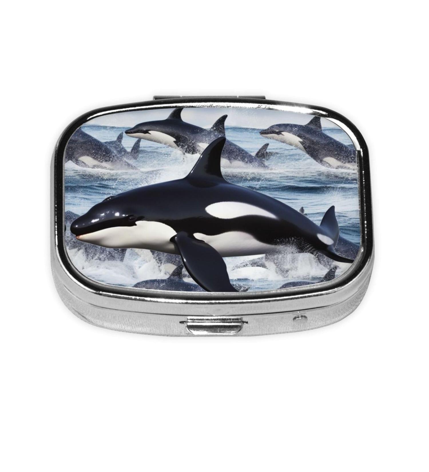 Killer Whale 2 Compartment Pill Case - Cute Travel Pill Organizer for Purse & Gifts - Buy Online on GoSupps.com