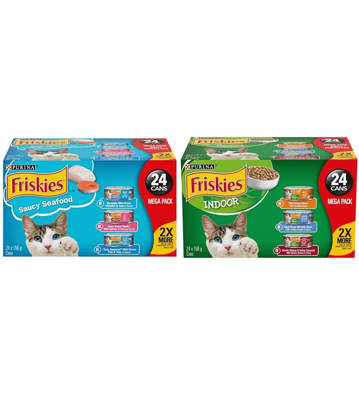 Friskies Saucy Seafood Wet Cat Food Variety Pack 3 Flavours - 156 g Can (24 Pack) & Indoor Wet Cat Food Variety Pack 3 Flavours - 156 g Can (24 Pack) Pet Food+ Cat Food - Buy Online on GoSupps.com